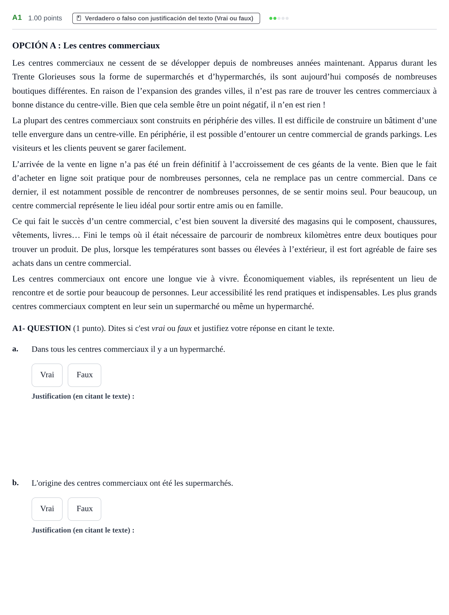 Enunciado: Ejercicio A1 · Francés PAU Castilla y León Ordinaria 2022