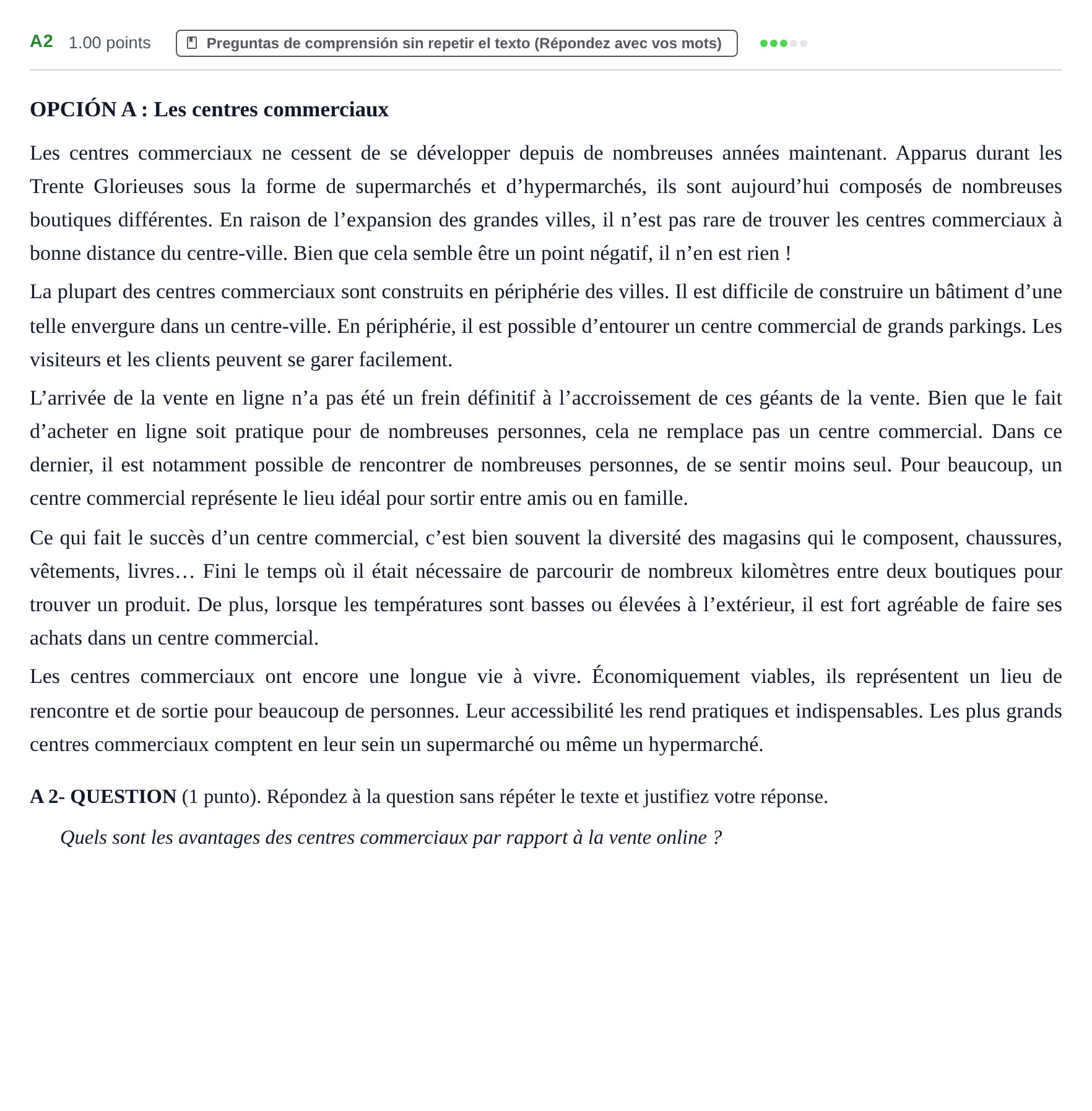 Enunciado: Ejercicio A2 · Francés PAU Castilla y León Ordinaria 2022