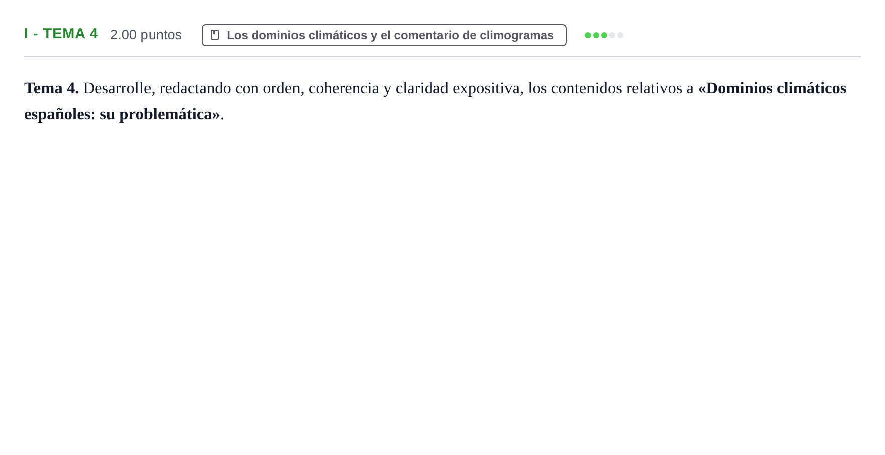 Enunciado: Ejercicio I - Tema 4 · Geografía PAU Castilla y León Extraordinaria 2022