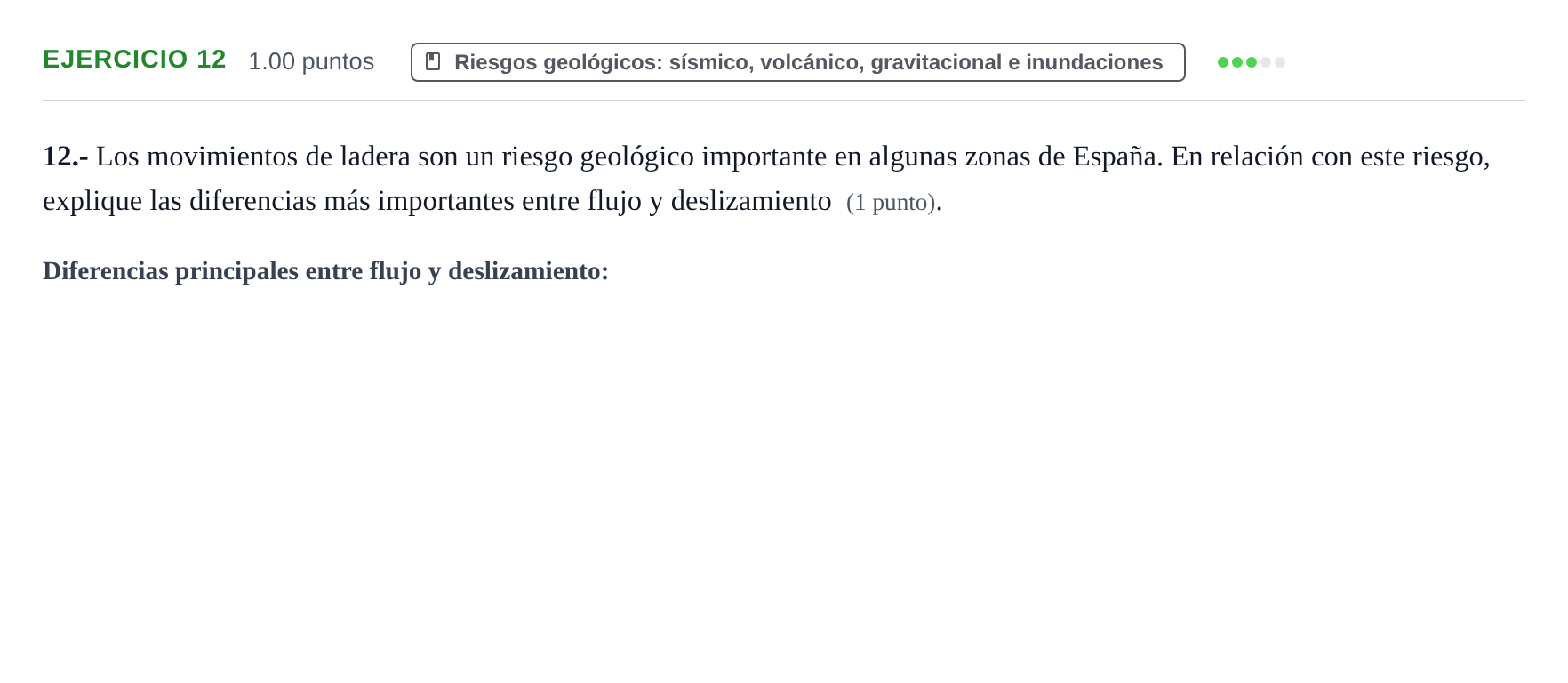 Enunciado: Problema 12 · Geología y Ciencias Ambientales PAU Castilla y León Ordinaria 2022