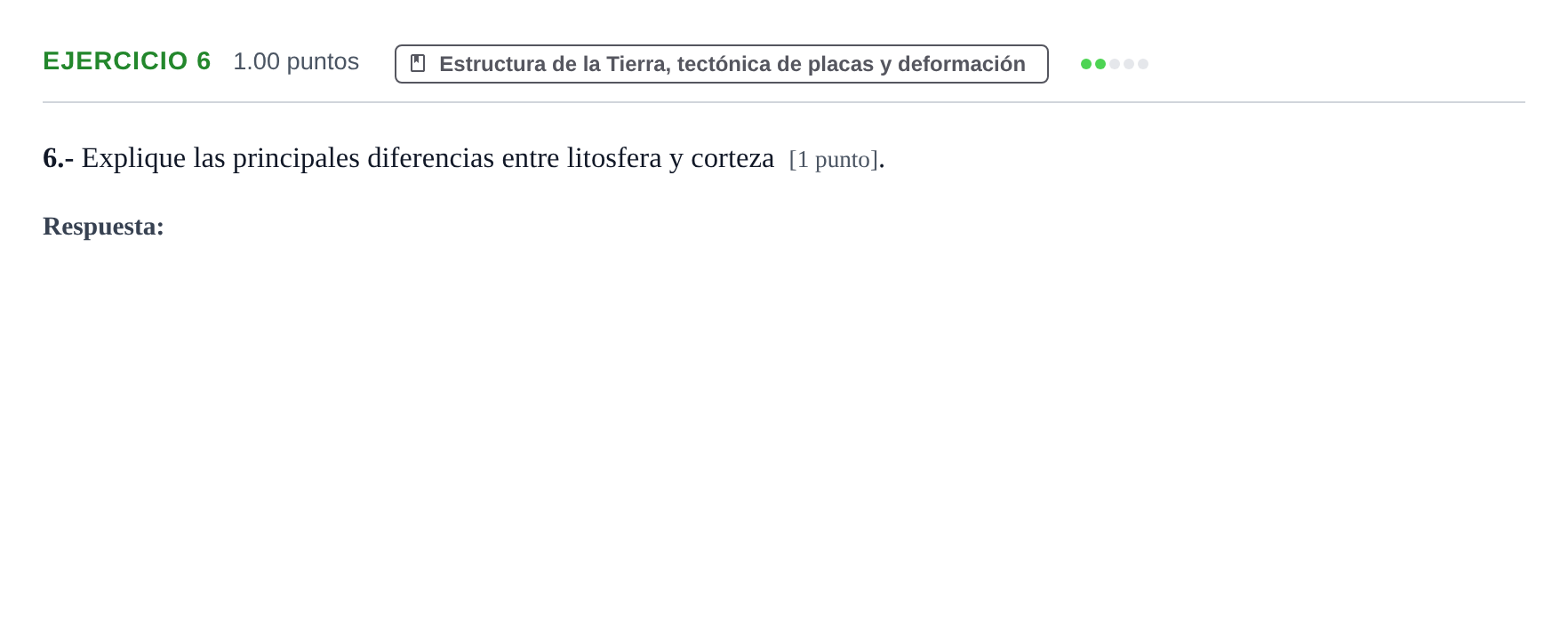 Enunciado: Problema 6 · Geología y Ciencias Ambientales PAU Castilla y León Ordinaria 2022