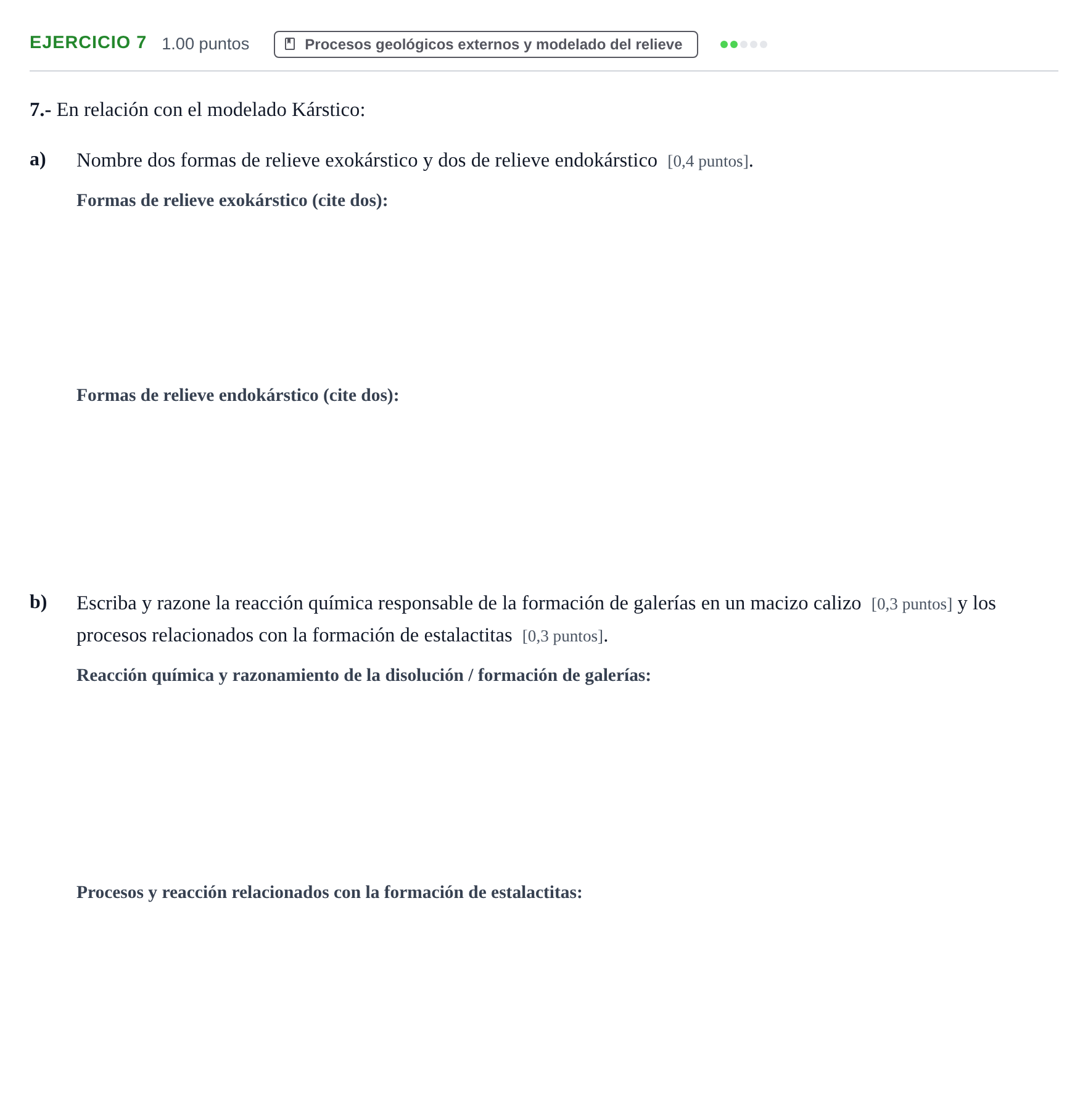 Enunciado: Problema 7 · Geología y Ciencias Ambientales PAU Castilla y León Ordinaria 2022