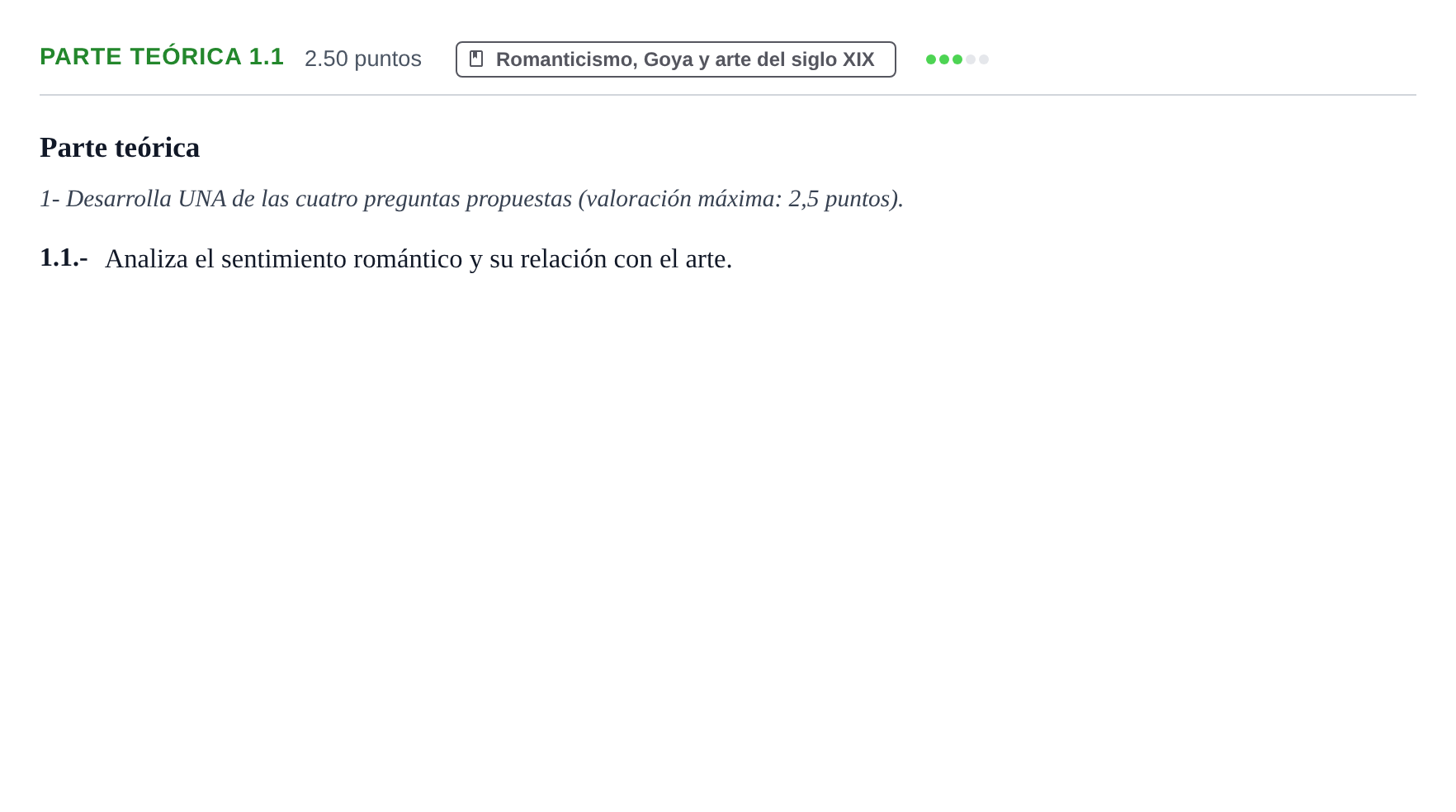 Enunciado: Ejercicio Parte teórica 1.1 · Fundamentos Artísticos PAU Castilla y León Extraordinaria 2022