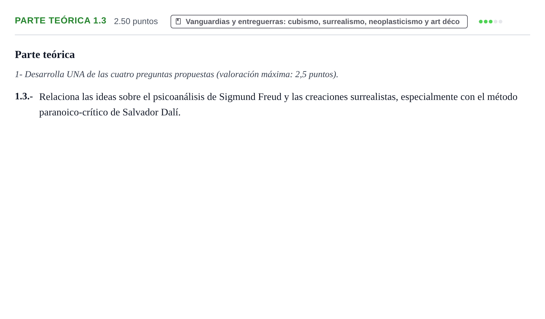 Enunciado: Ejercicio Parte teórica 1.3 · Fundamentos Artísticos PAU Castilla y León Extraordinaria 2022