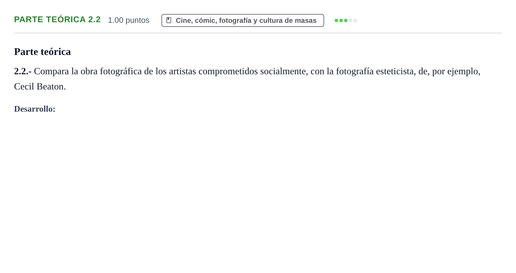 Enunciado: Ejercicio Parte teórica 2.2 · Fundamentos Artísticos PAU Castilla y León Extraordinaria 2022
