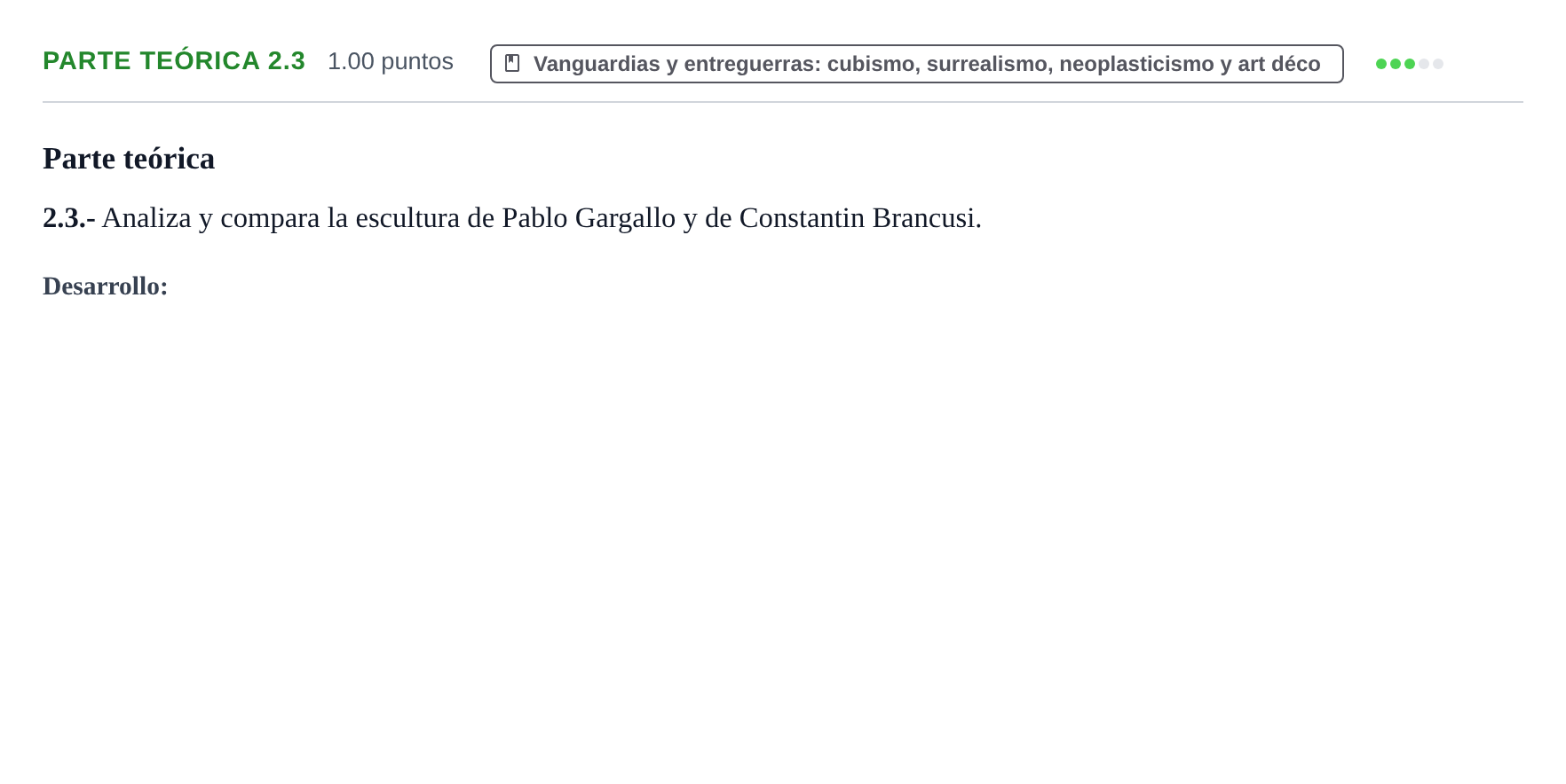 Enunciado: Ejercicio Parte teórica 2.3 · Fundamentos Artísticos PAU Castilla y León Extraordinaria 2022