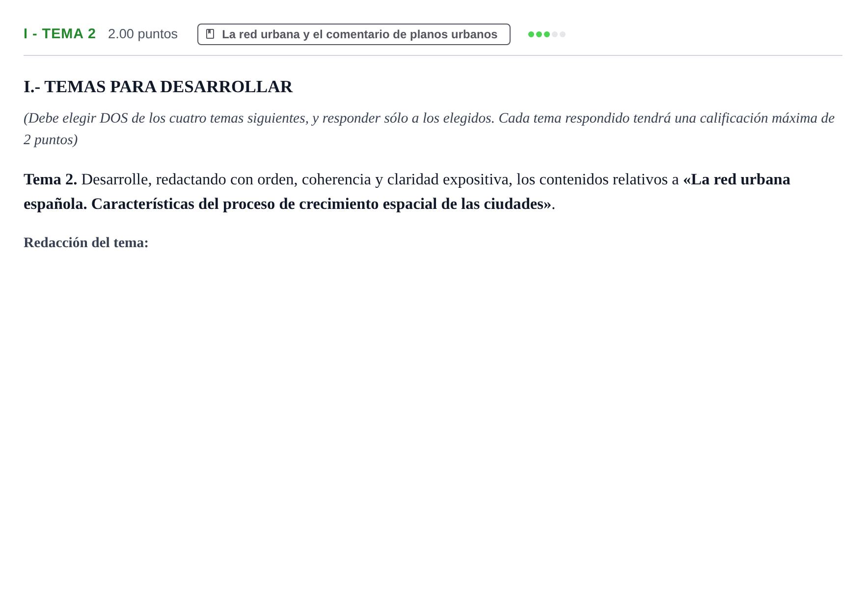Enunciado: Ejercicio I - Tema 2 · Geografía PAU Castilla y León Ordinaria 2022