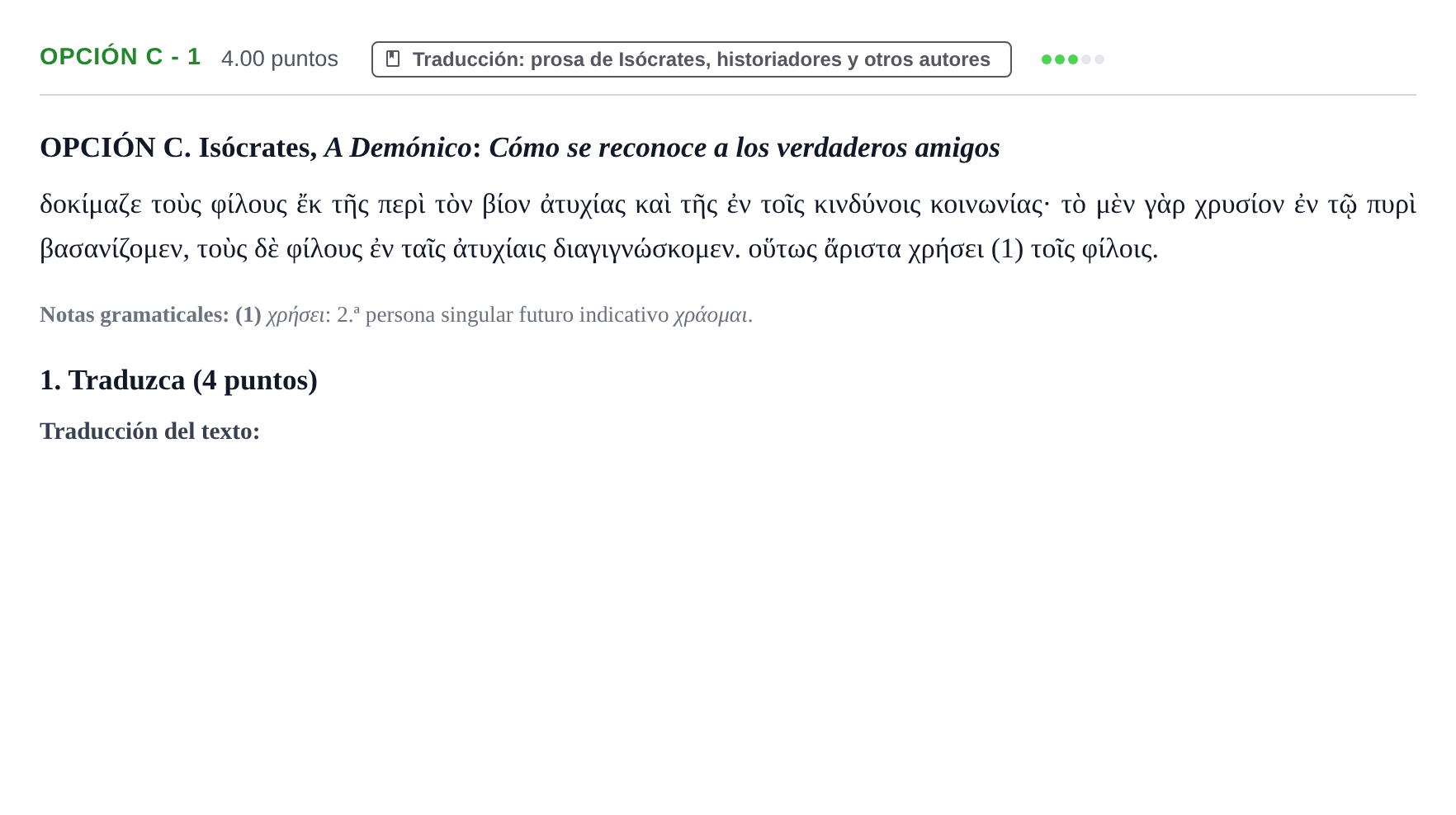 Enunciado: Opción C - 1 · Griego II PAU Castilla y León Ordinaria 2022