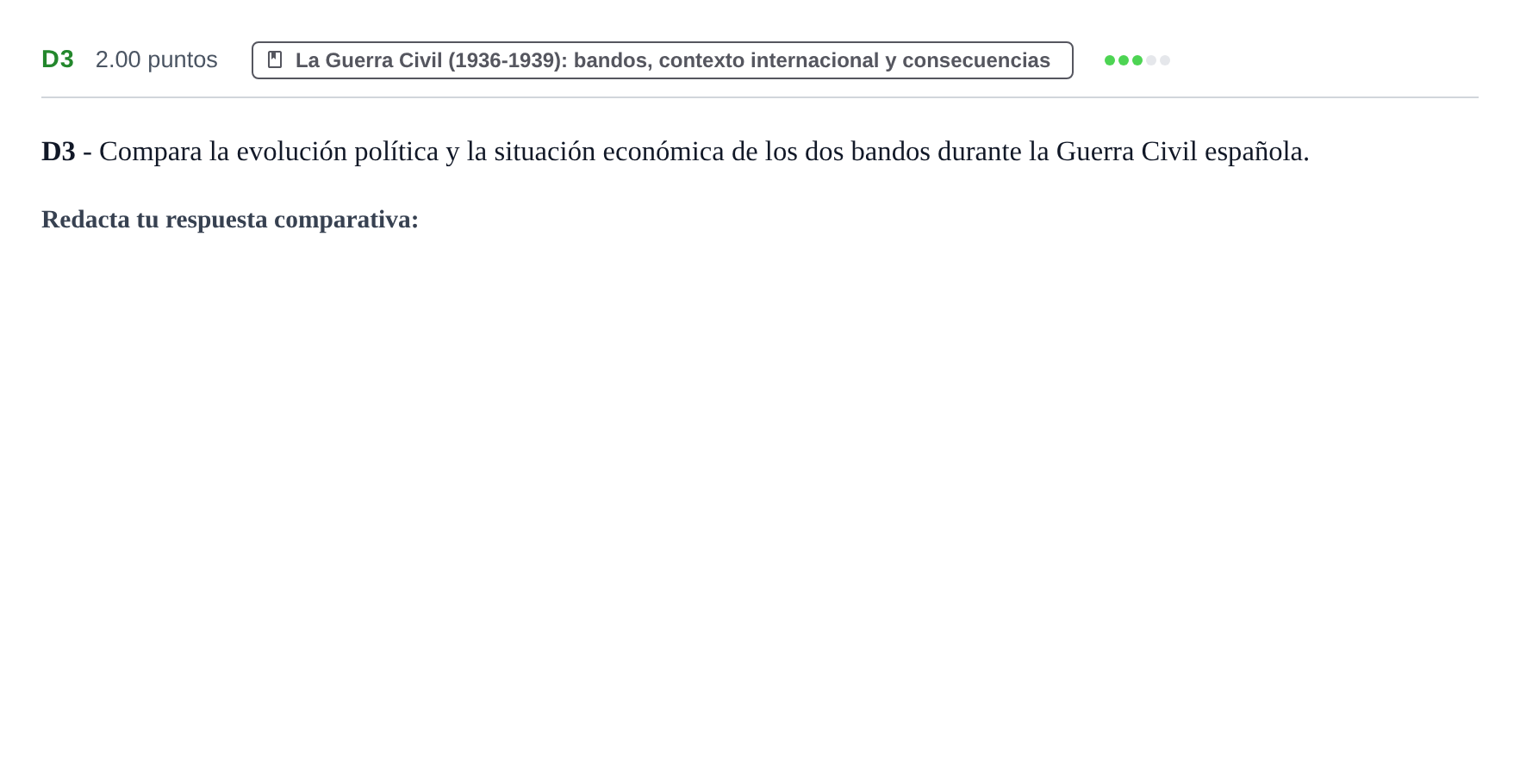 Enunciado: Ejercicio D3 · Historia de España PAU Castilla y León Extraordinaria 2022