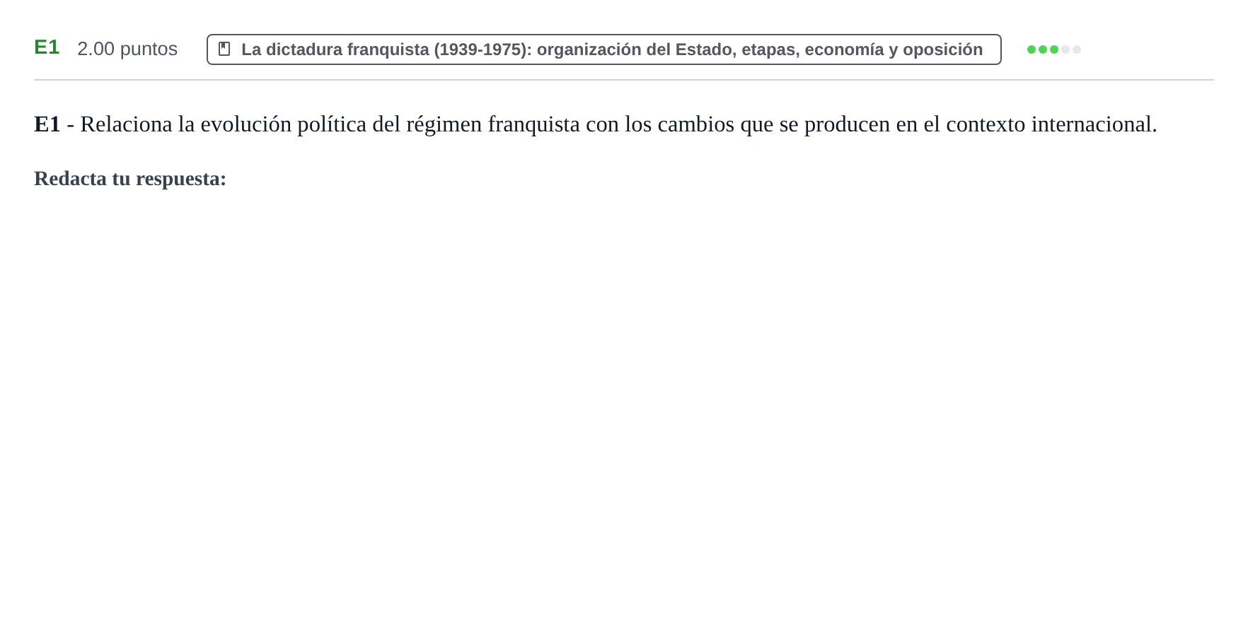 Enunciado: Ejercicio E1 · Historia de España PAU Castilla y León Extraordinaria 2022