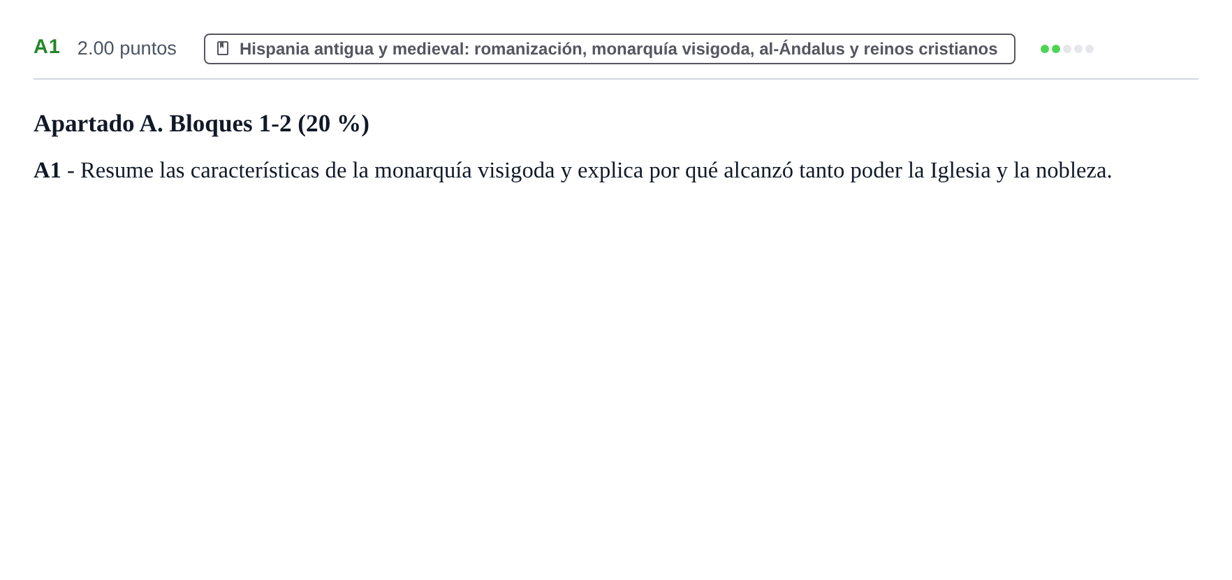 Enunciado: Ejercicio A1 · Historia de España PAU Castilla y León Ordinaria 2022
