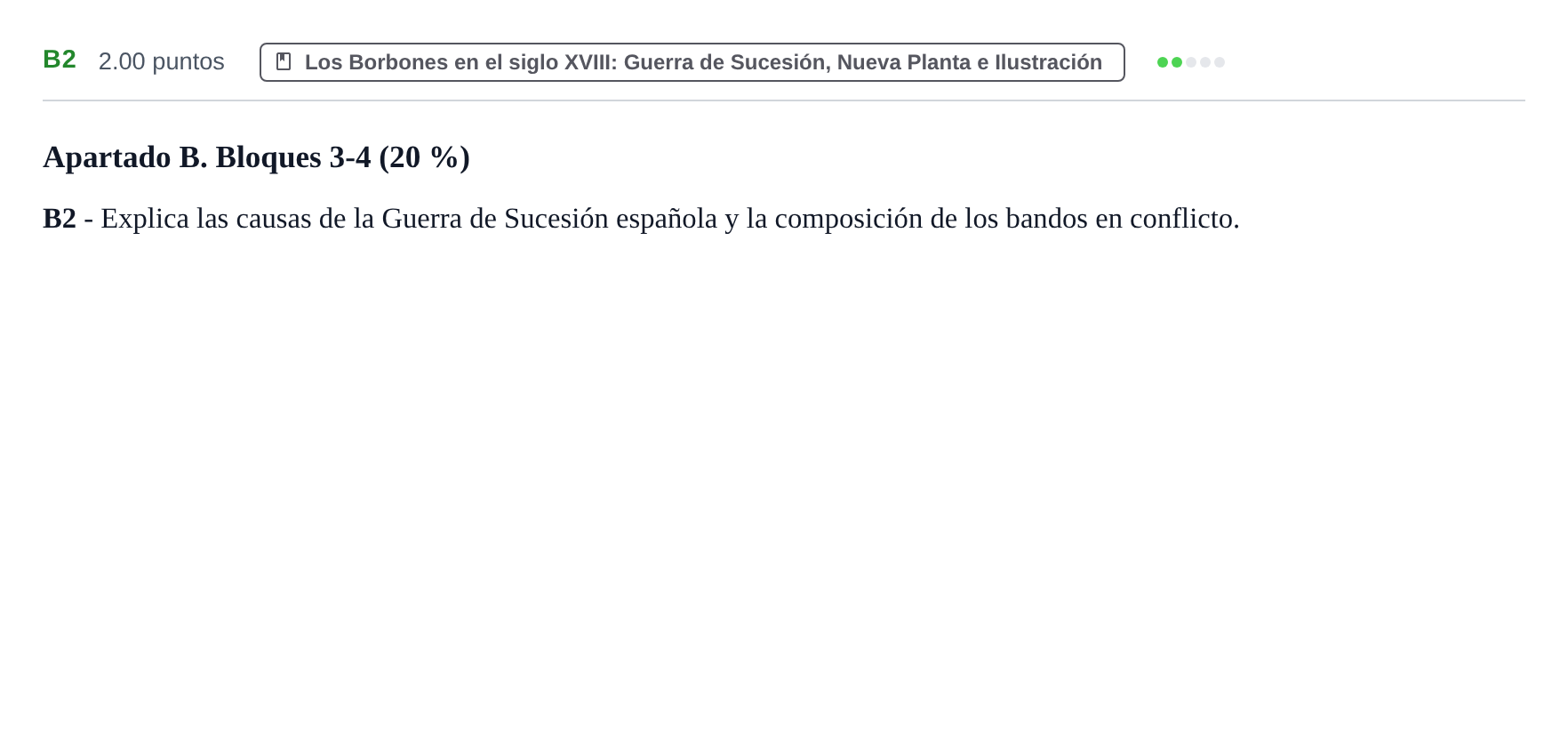 Enunciado: Ejercicio B2 · Historia de España PAU Castilla y León Ordinaria 2022