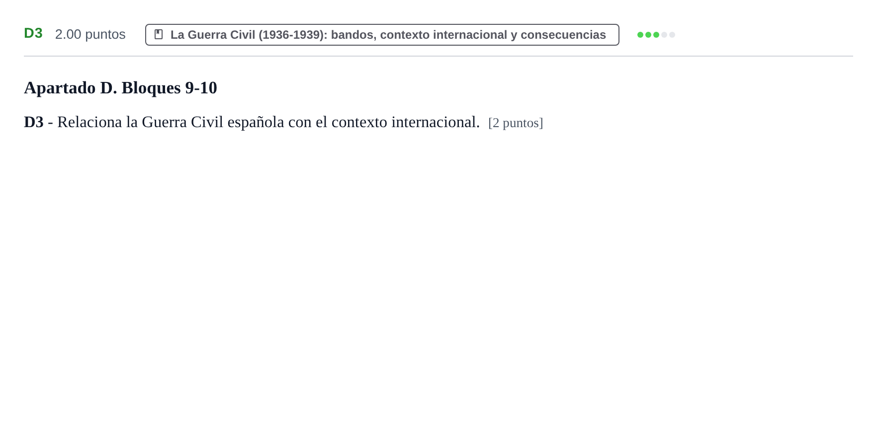 Enunciado: Ejercicio D3 · Historia de España PAU Castilla y León Ordinaria 2022