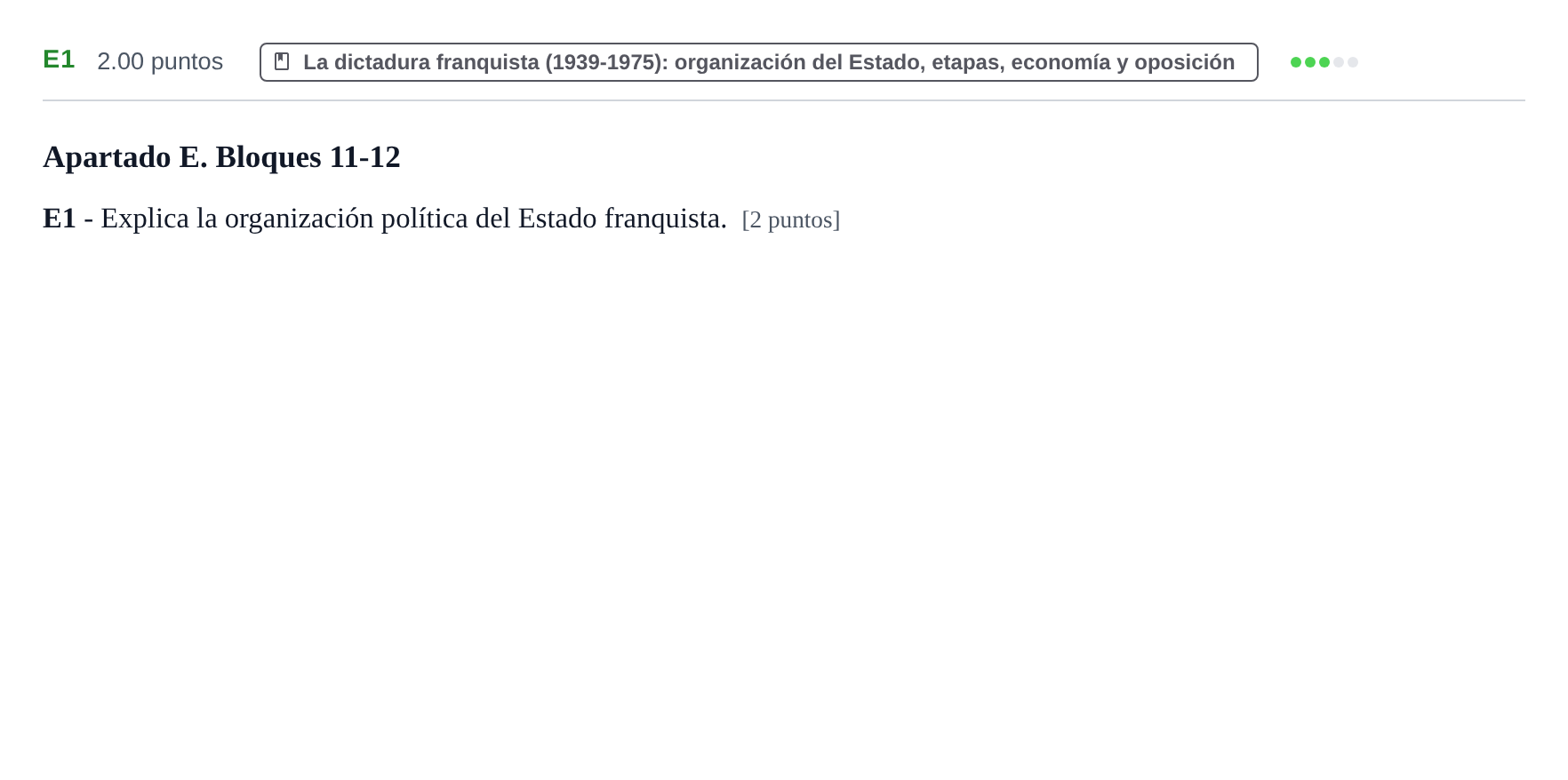 Enunciado: Ejercicio E1 · Historia de España PAU Castilla y León Ordinaria 2022