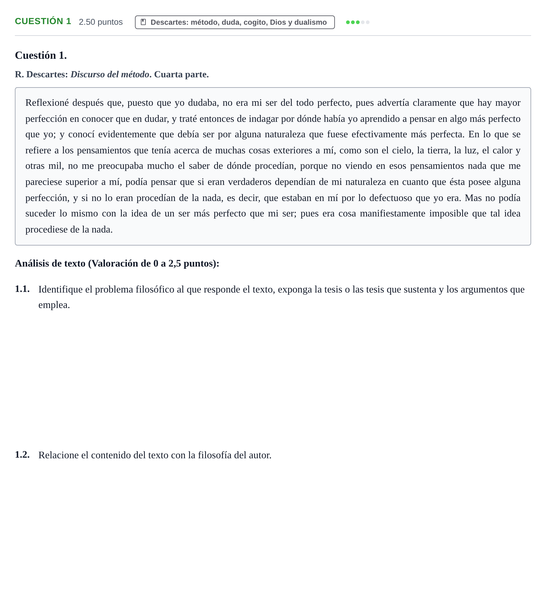 Enunciado: Cuestión 1 · Historia de la Filosofía PAU Castilla y León Extraordinaria 2022