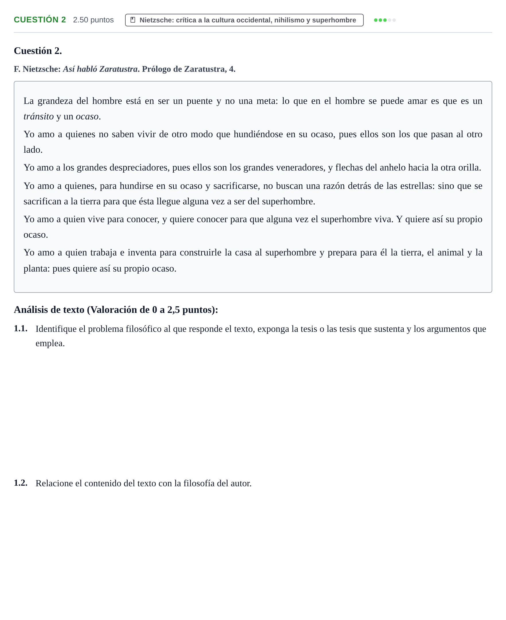 Enunciado: Cuestión 2 · Historia de la Filosofía PAU Castilla y León Extraordinaria 2022