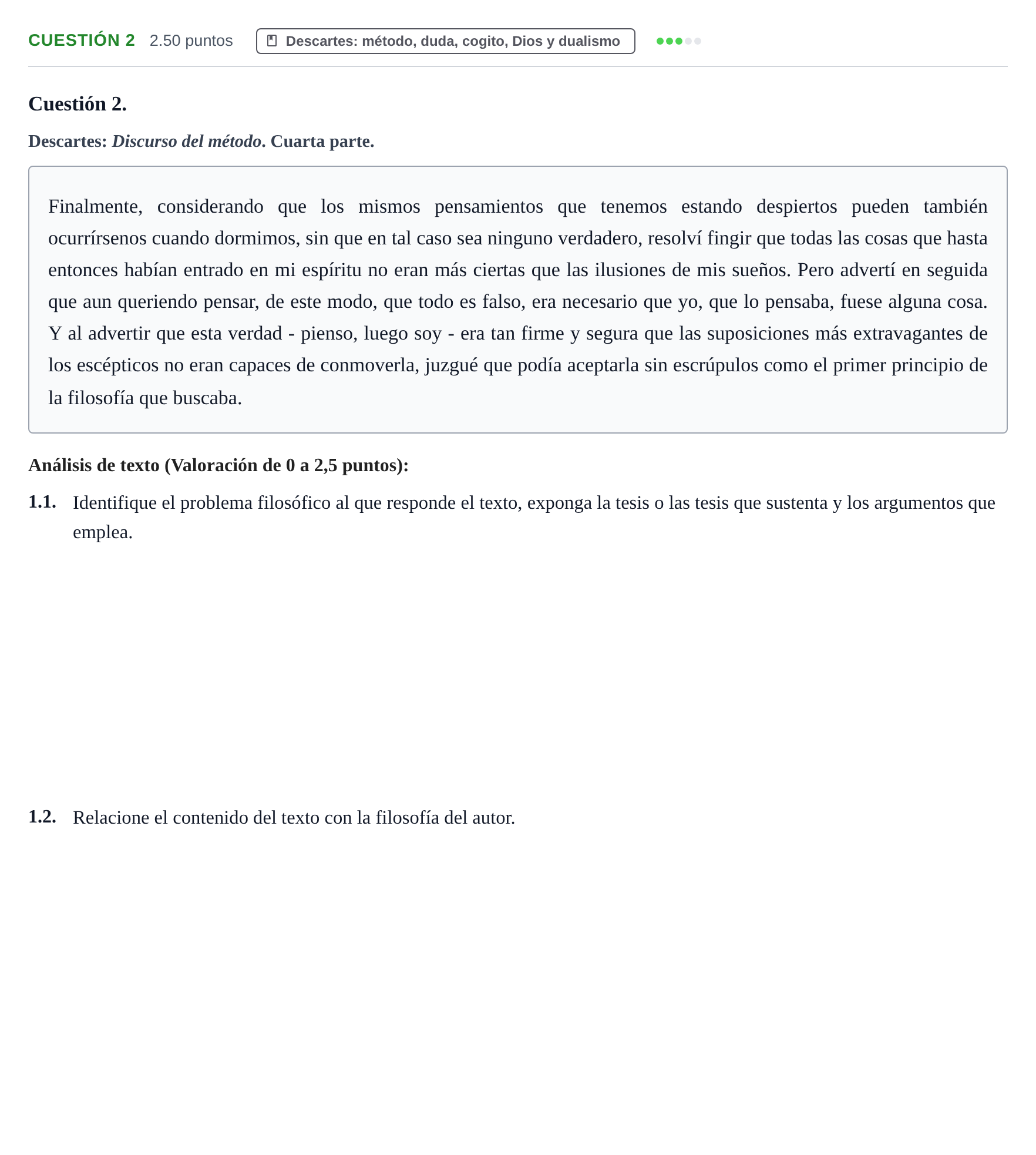 Enunciado: Cuestión 2 · Historia de la Filosofía PAU Castilla y León Ordinaria 2022