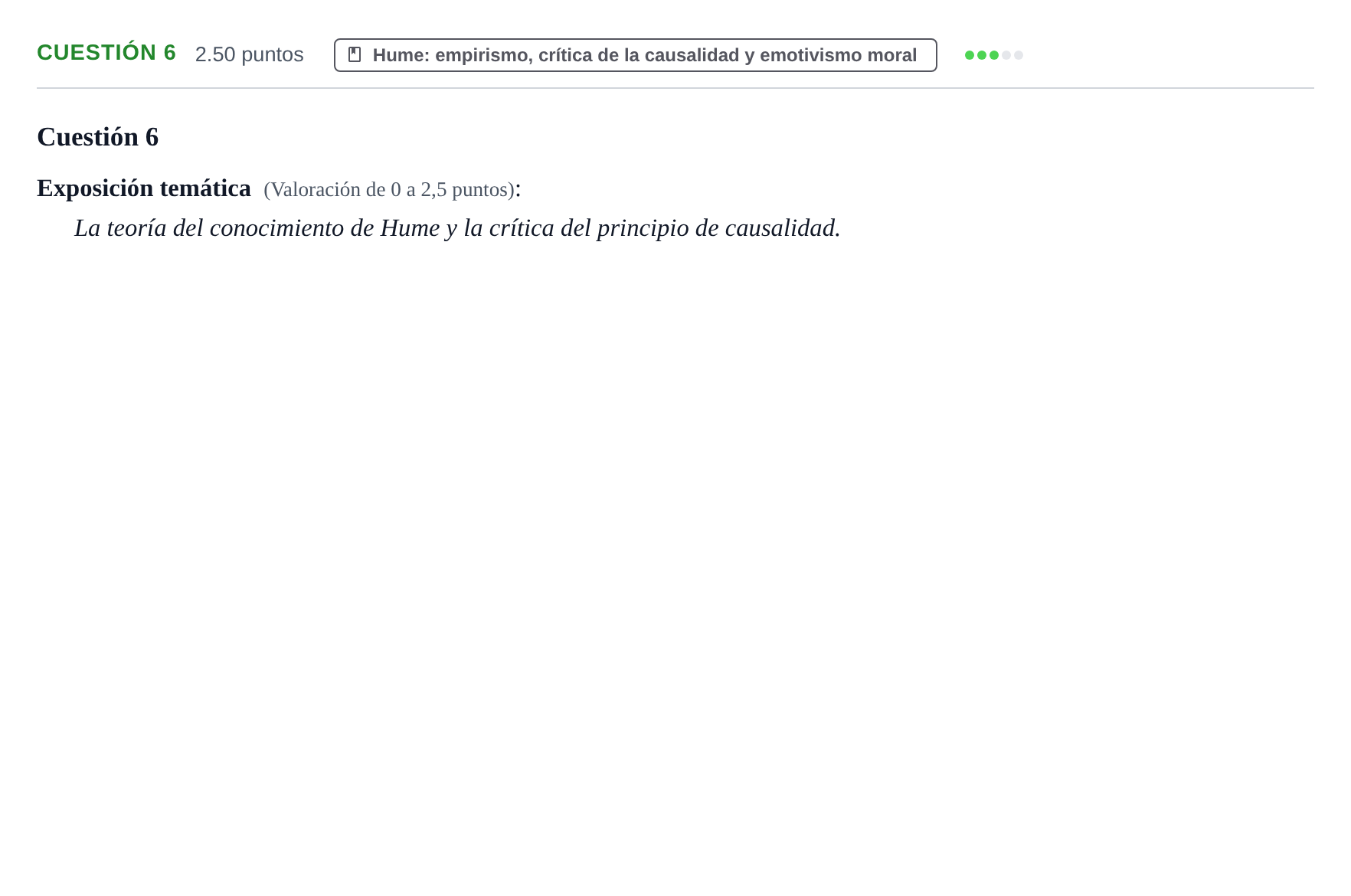 Enunciado: Cuestión 6 · Historia de la Filosofía PAU Castilla y León Ordinaria 2022
