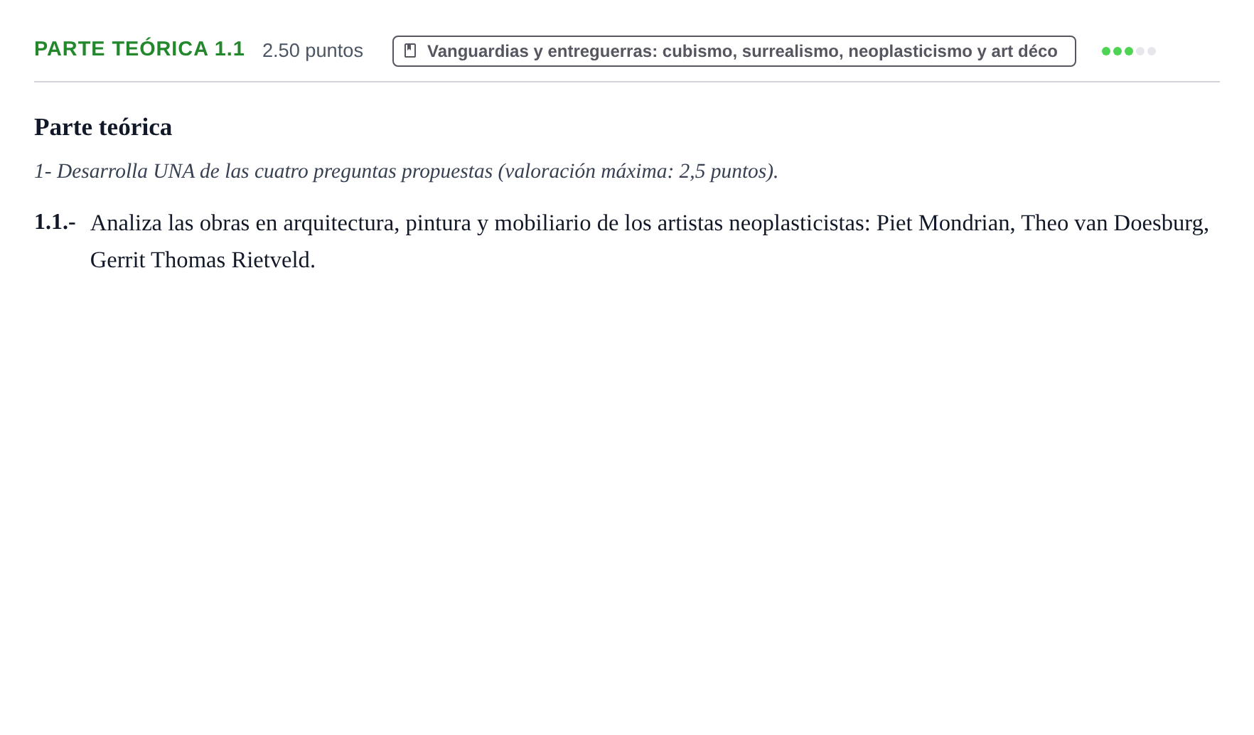 Enunciado: Ejercicio Parte teórica 1.1 · Fundamentos Artísticos PAU Castilla y León Ordinaria 2022