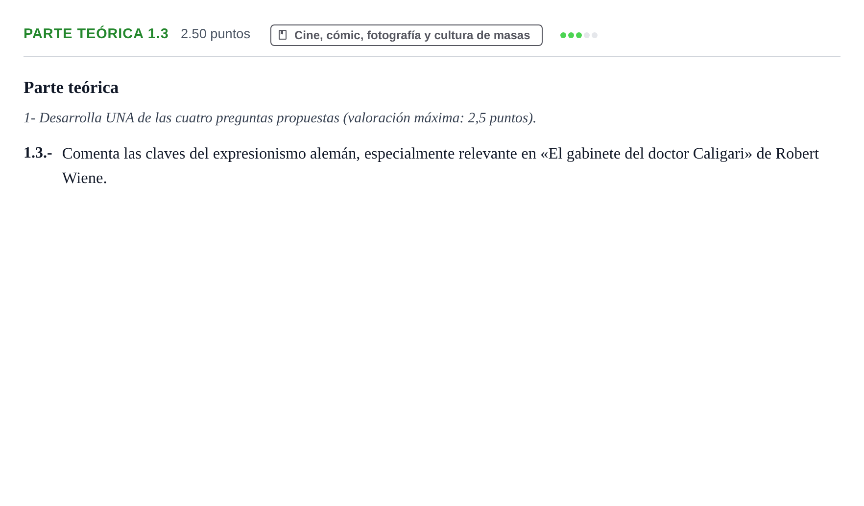 Enunciado: Ejercicio Parte teórica 1.3 · Fundamentos Artísticos PAU Castilla y León Ordinaria 2022