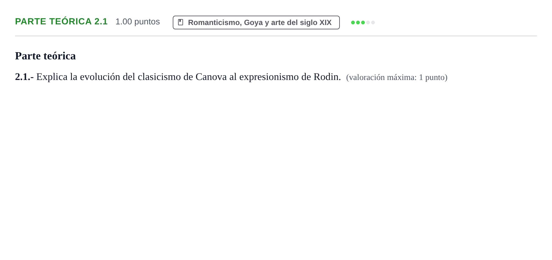 Enunciado: Ejercicio Parte teórica 2.1 · Fundamentos Artísticos PAU Castilla y León Ordinaria 2022
