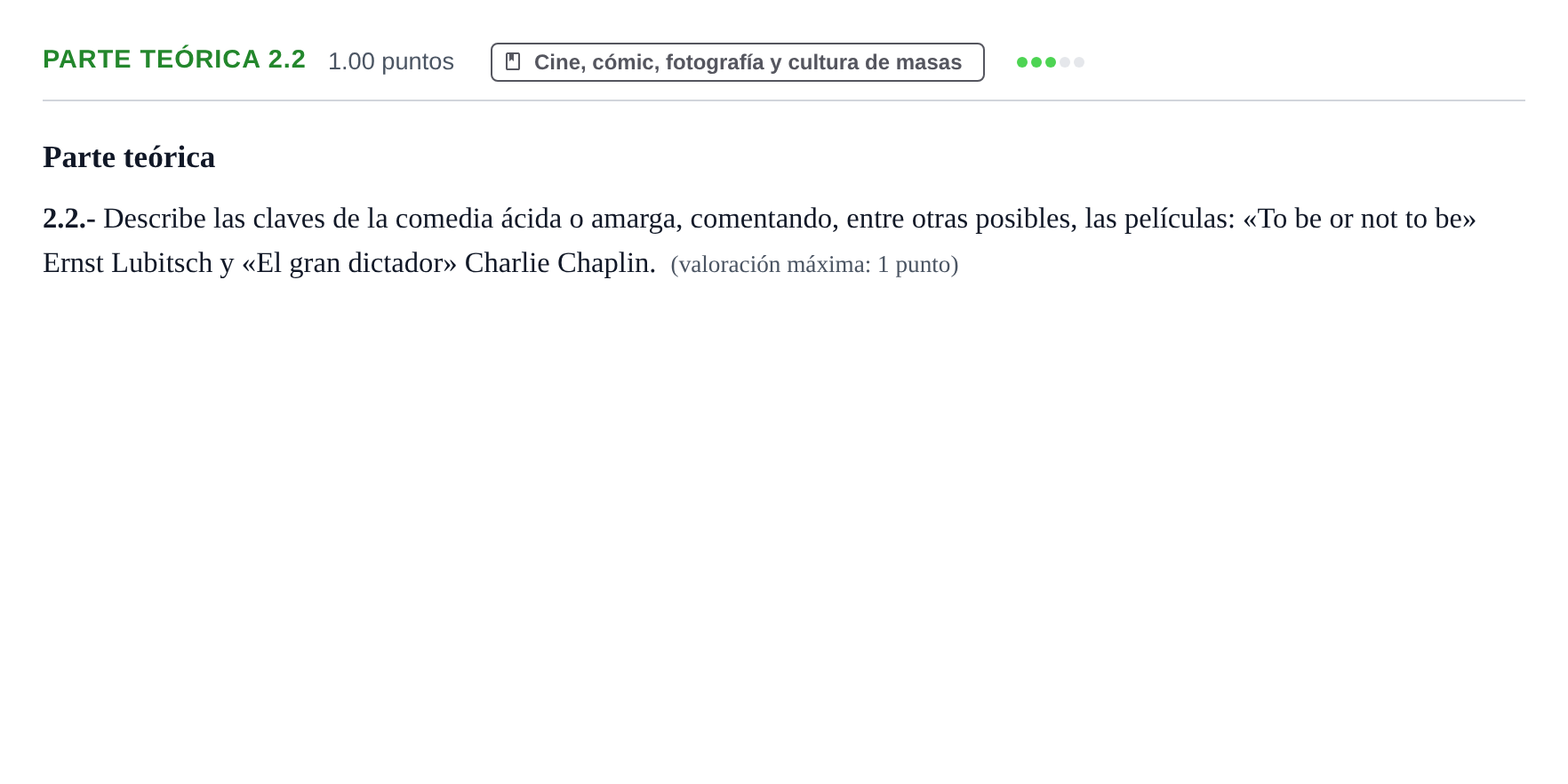 Enunciado: Ejercicio Parte teórica 2.2 · Fundamentos Artísticos PAU Castilla y León Ordinaria 2022
