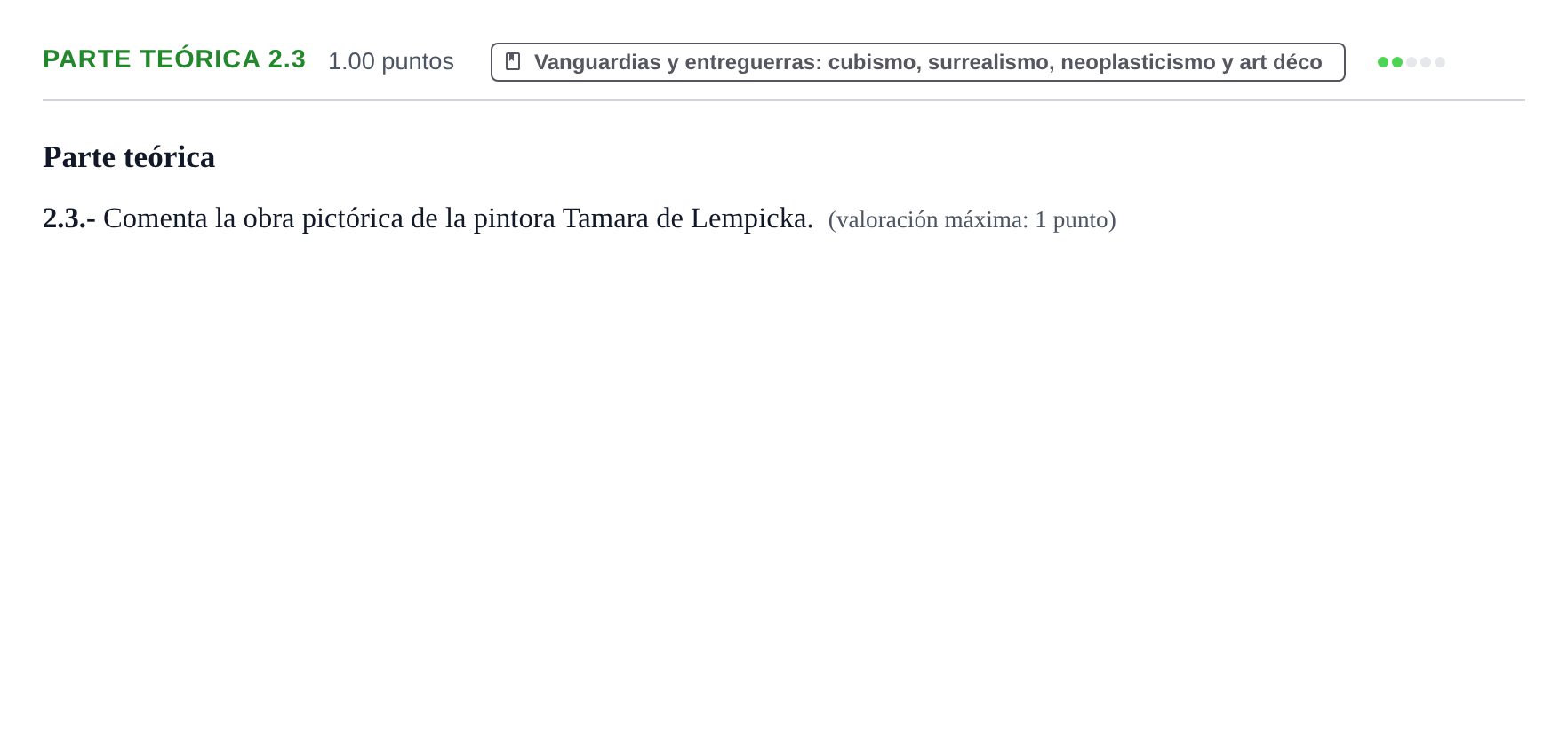 Enunciado: Ejercicio Parte teórica 2.3 · Fundamentos Artísticos PAU Castilla y León Ordinaria 2022