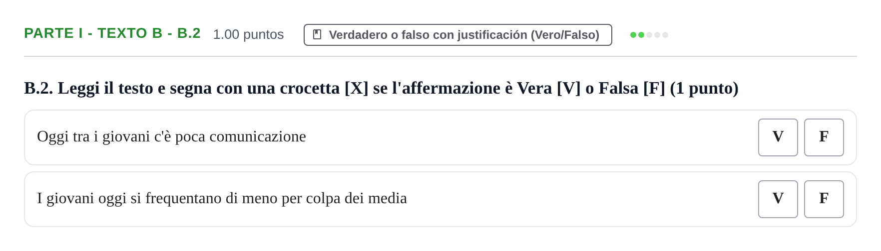 Enunciado: Ejercicio Parte I - Texto B - B.2 · Italiano PAU Castilla y León Extraordinaria (Fase Mejora de Nota) 2022