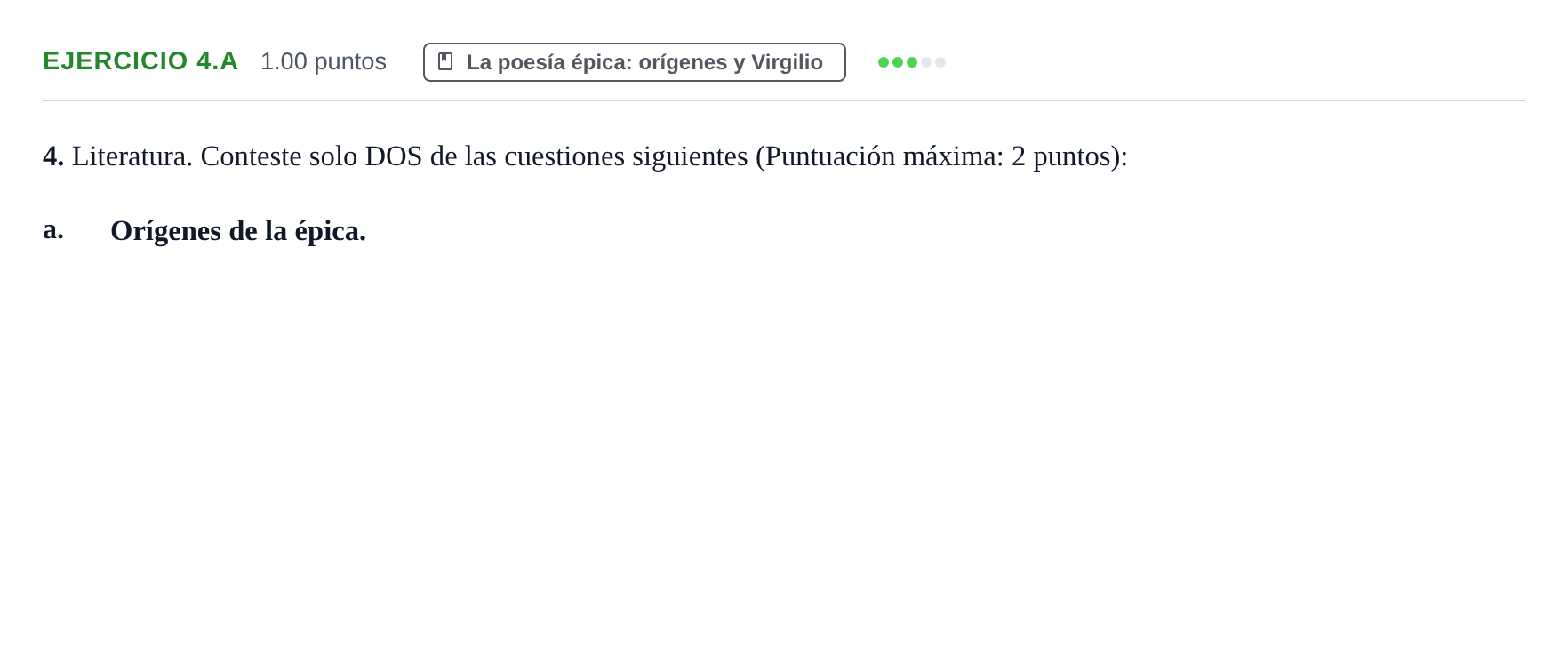 Enunciado: Ejercicio 4.a · Latín II PAU Castilla y León Extraordinaria 2022