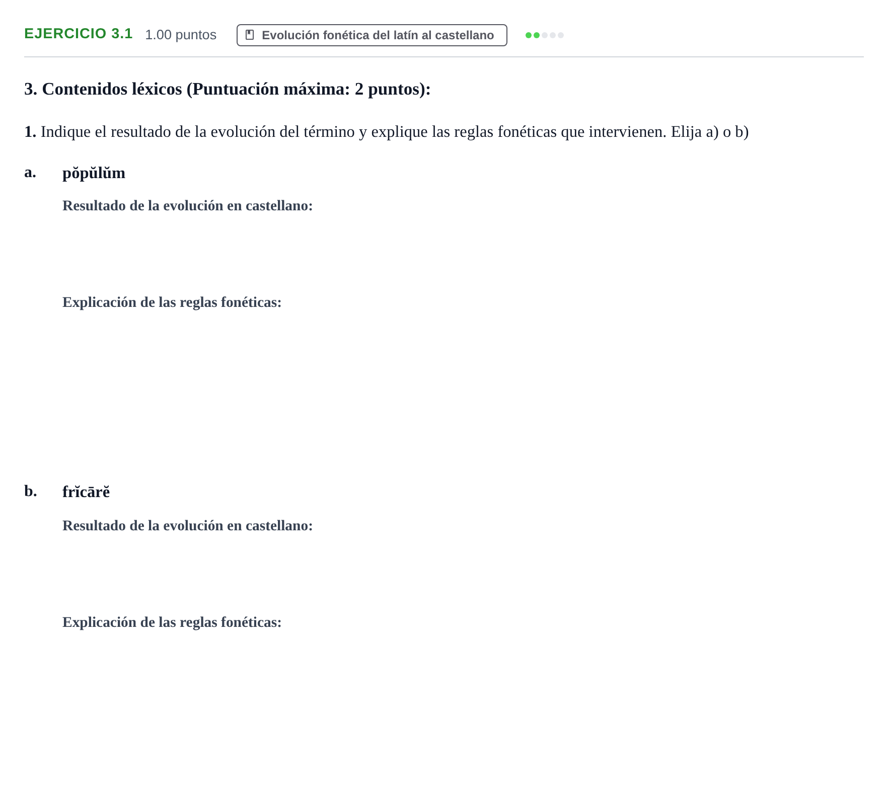 Enunciado: Ejercicio 3.1 · Latín II PAU Castilla y León Ordinaria 2022
