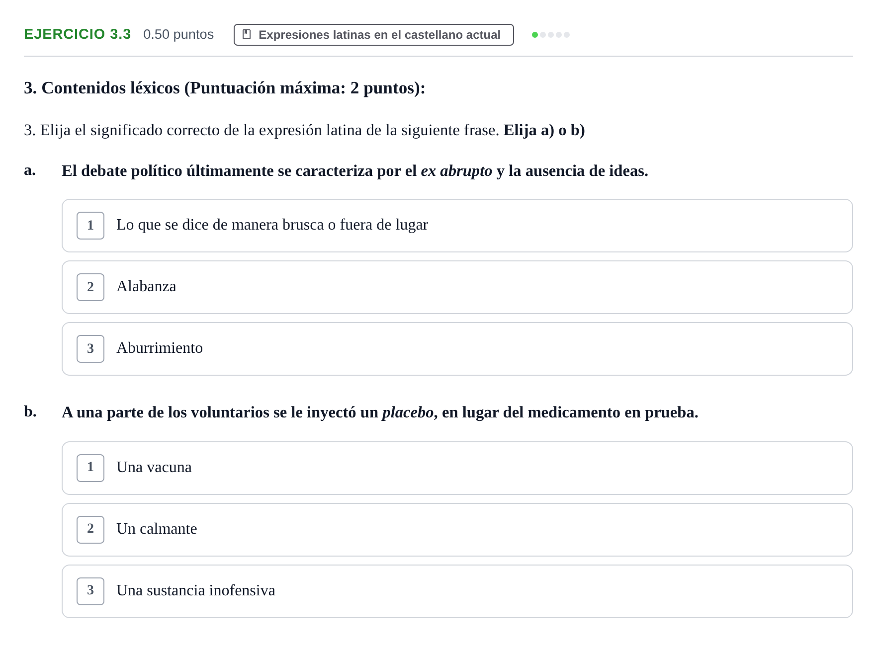 Enunciado: Ejercicio 3.3 · Latín II PAU Castilla y León Ordinaria 2022
