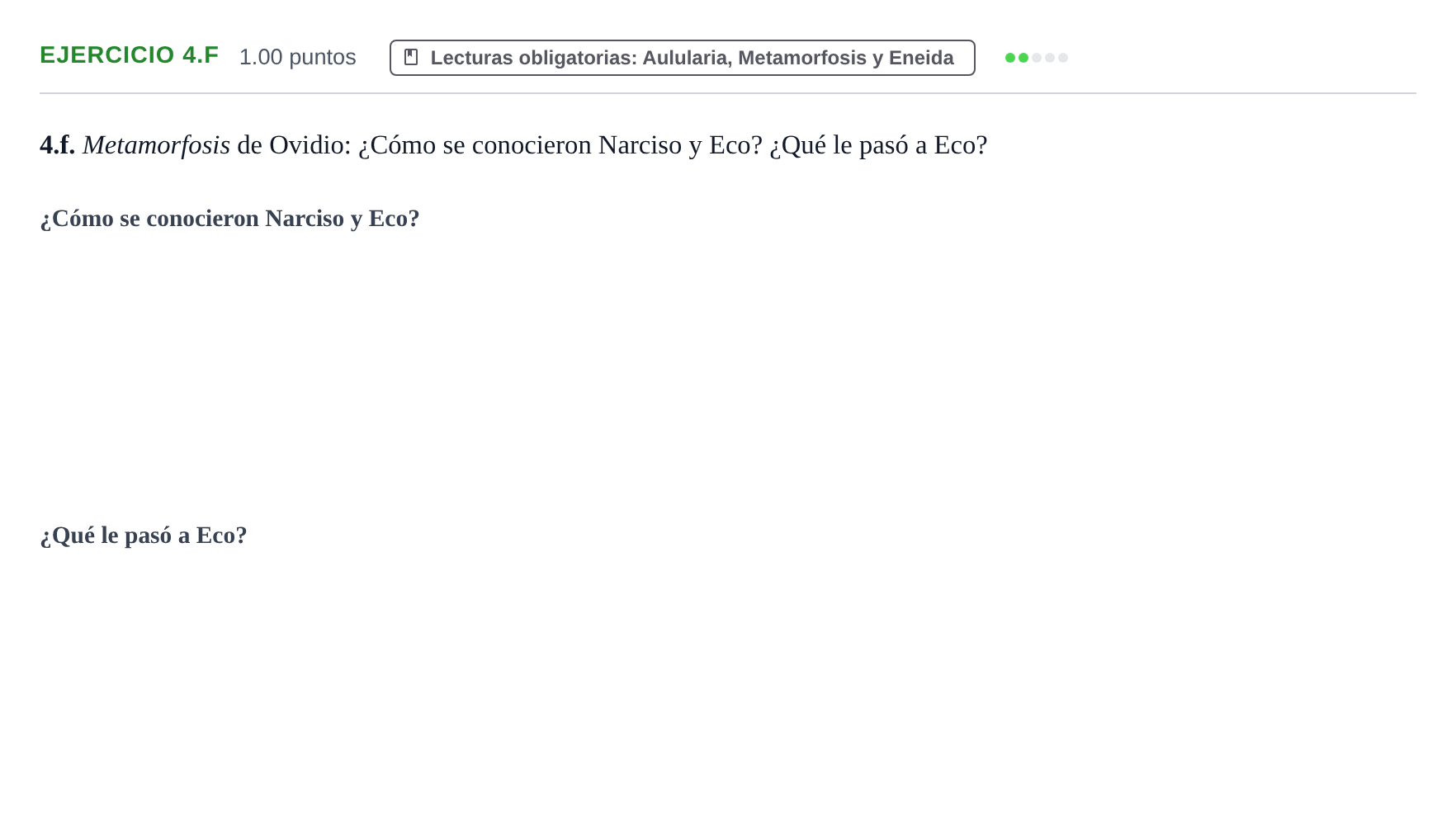 Enunciado: Ejercicio 4.f · Latín II PAU Castilla y León Ordinaria 2022