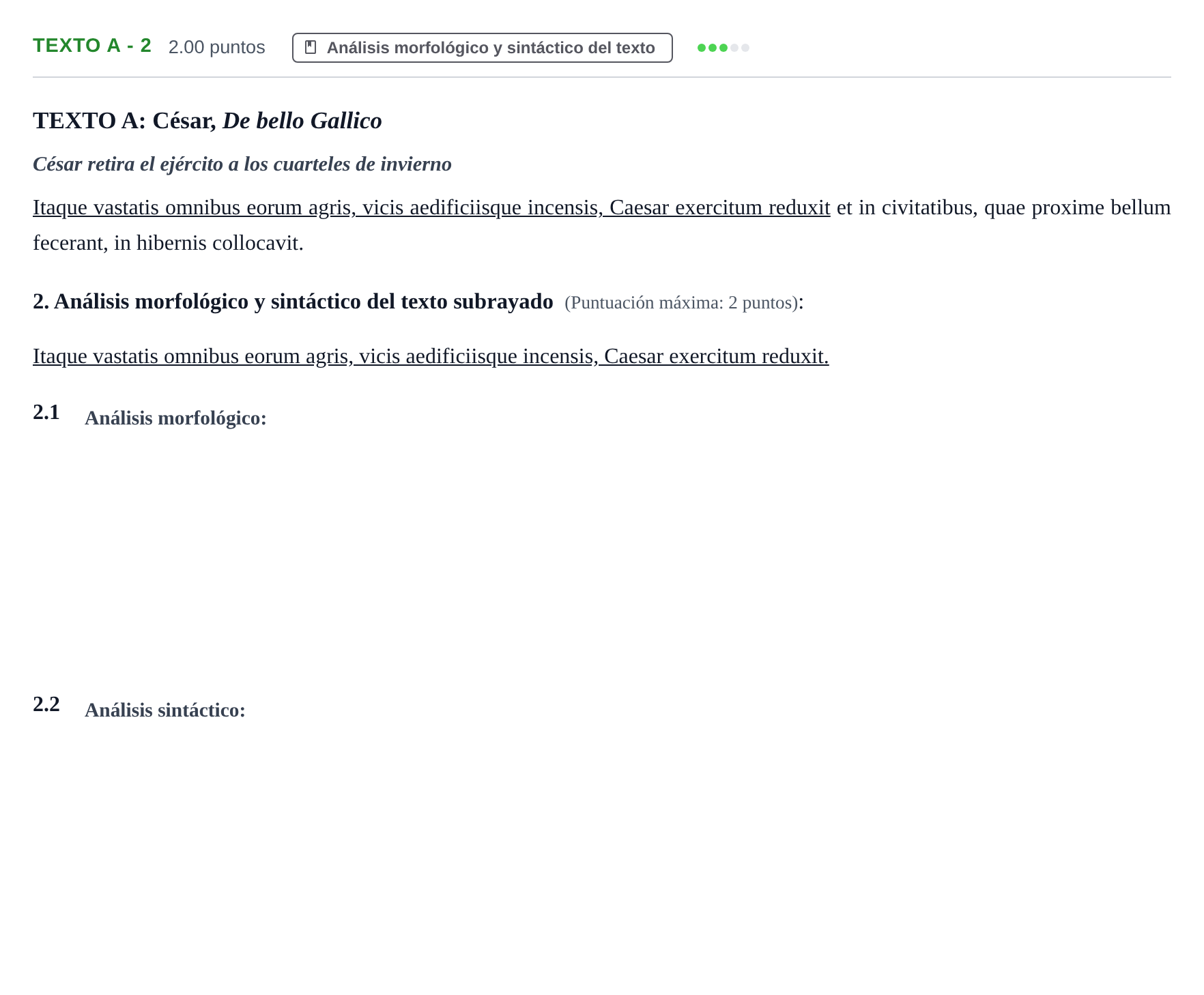 Enunciado: Ejercicio Texto A - 2 · Latín II PAU Castilla y León Ordinaria 2022