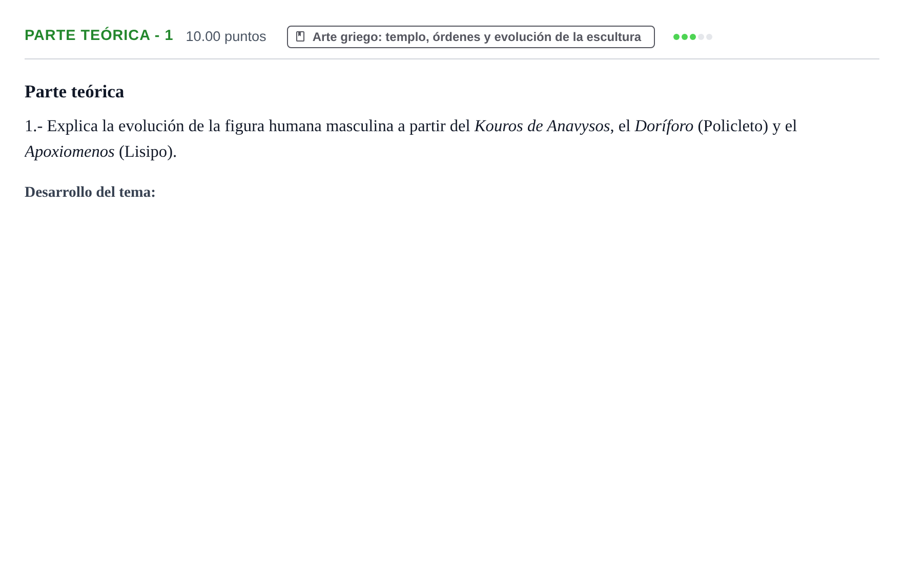 Enunciado: Ejercicio Parte teórica - 1 · Historia del Arte PAU Castilla y León Extraordinaria 2022