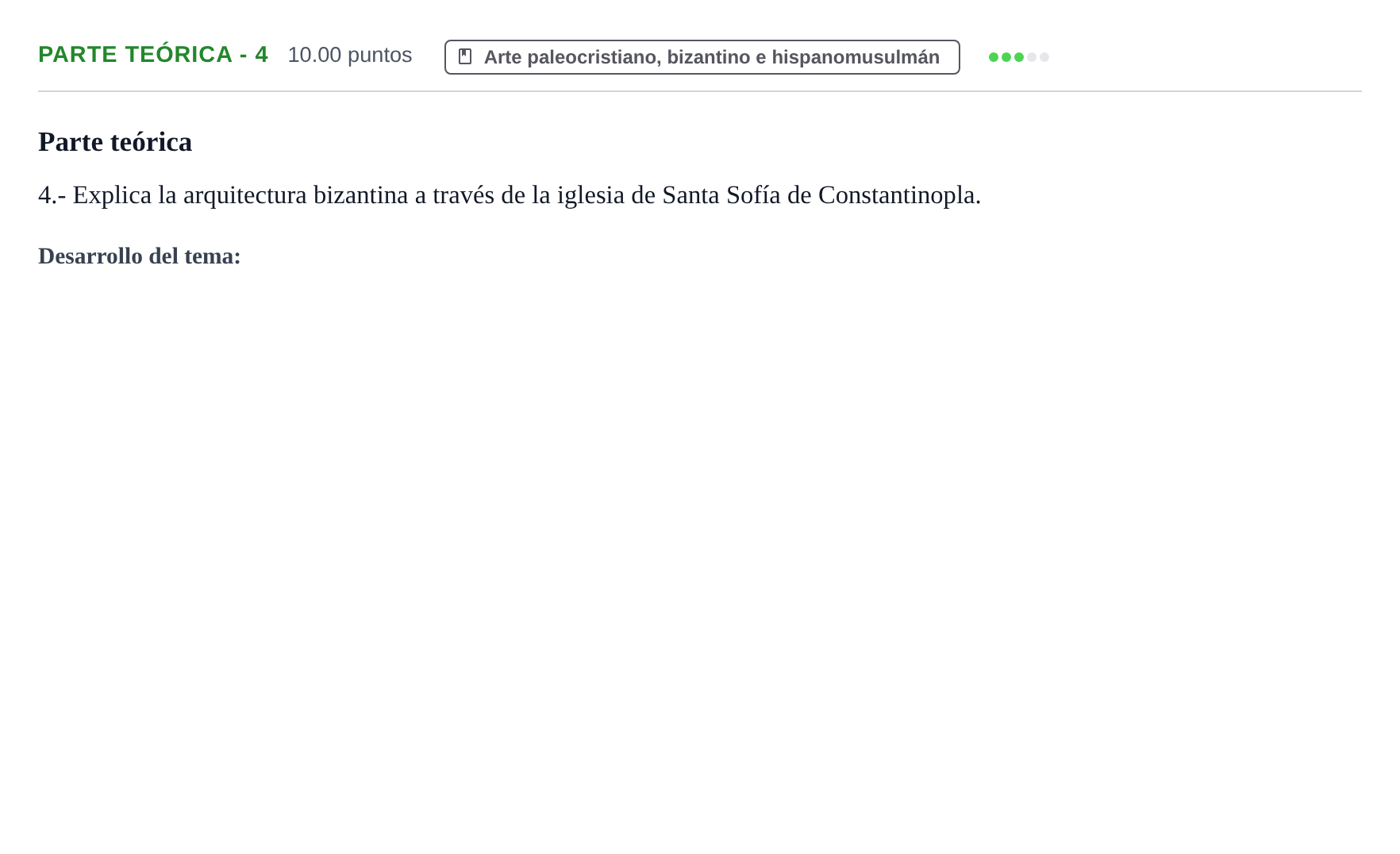 Enunciado: Ejercicio Parte teórica - 4 · Historia del Arte PAU Castilla y León Extraordinaria 2022