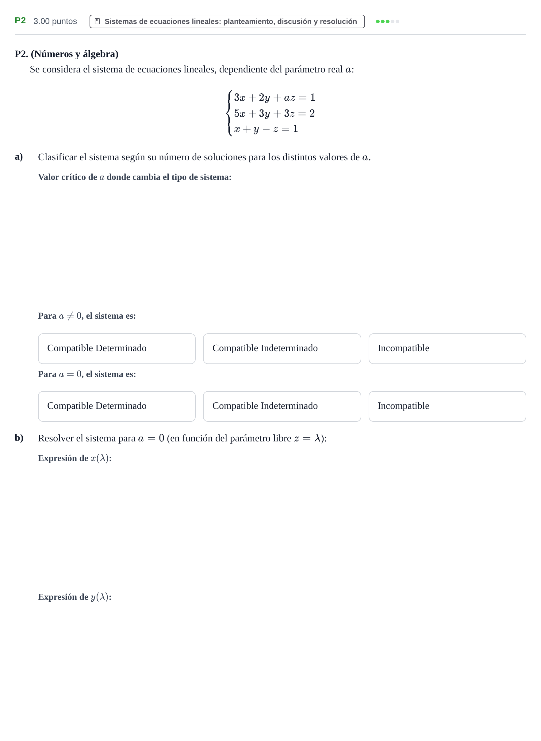 Enunciado: Ejercicio P2 · Matemáticas aplicadas a las Ciencias Sociales II PAU Castilla y León Extraordinaria 2022