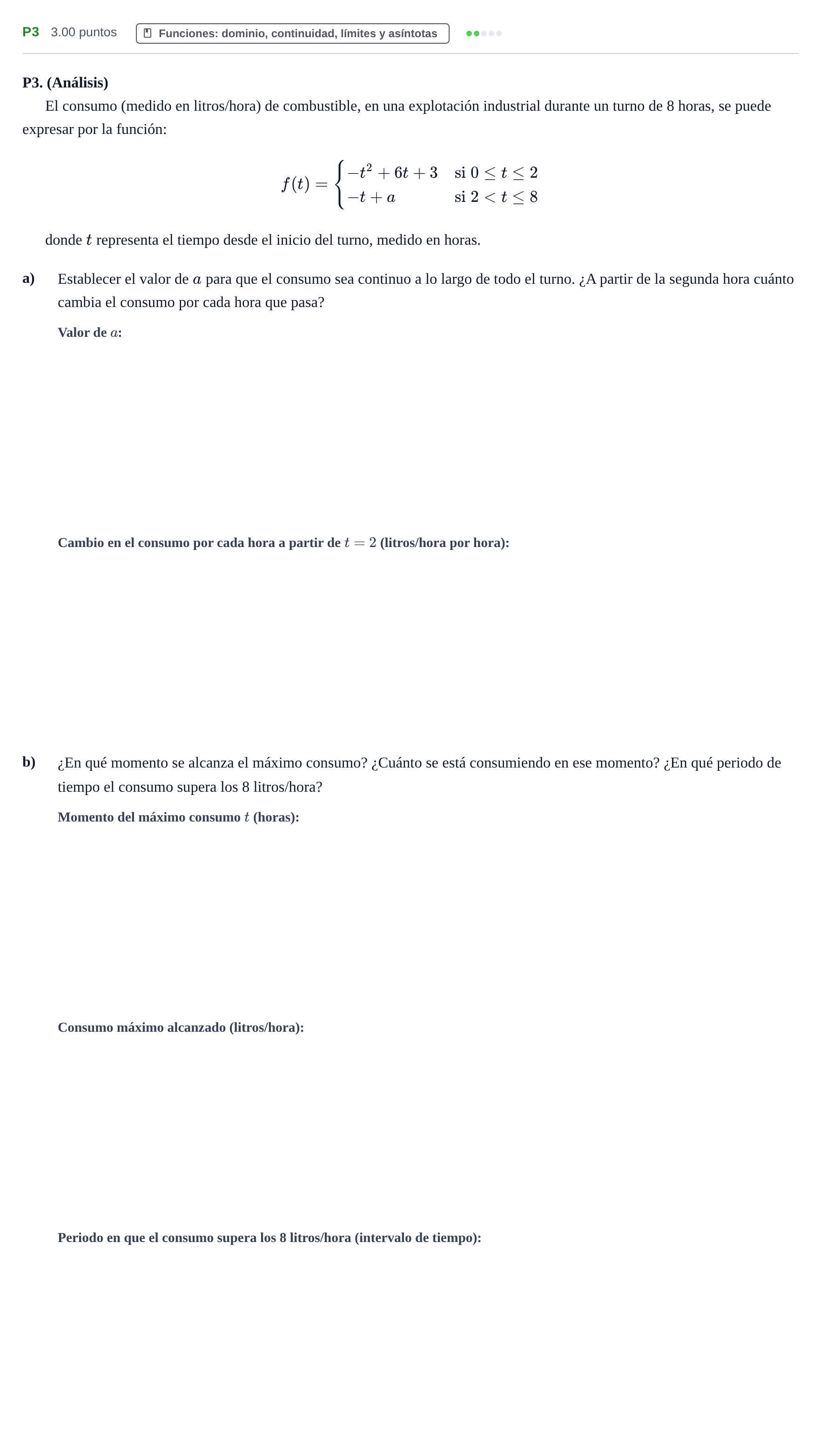 Enunciado: Ejercicio P3 · Matemáticas aplicadas a las Ciencias Sociales II PAU Castilla y León Extraordinaria 2022