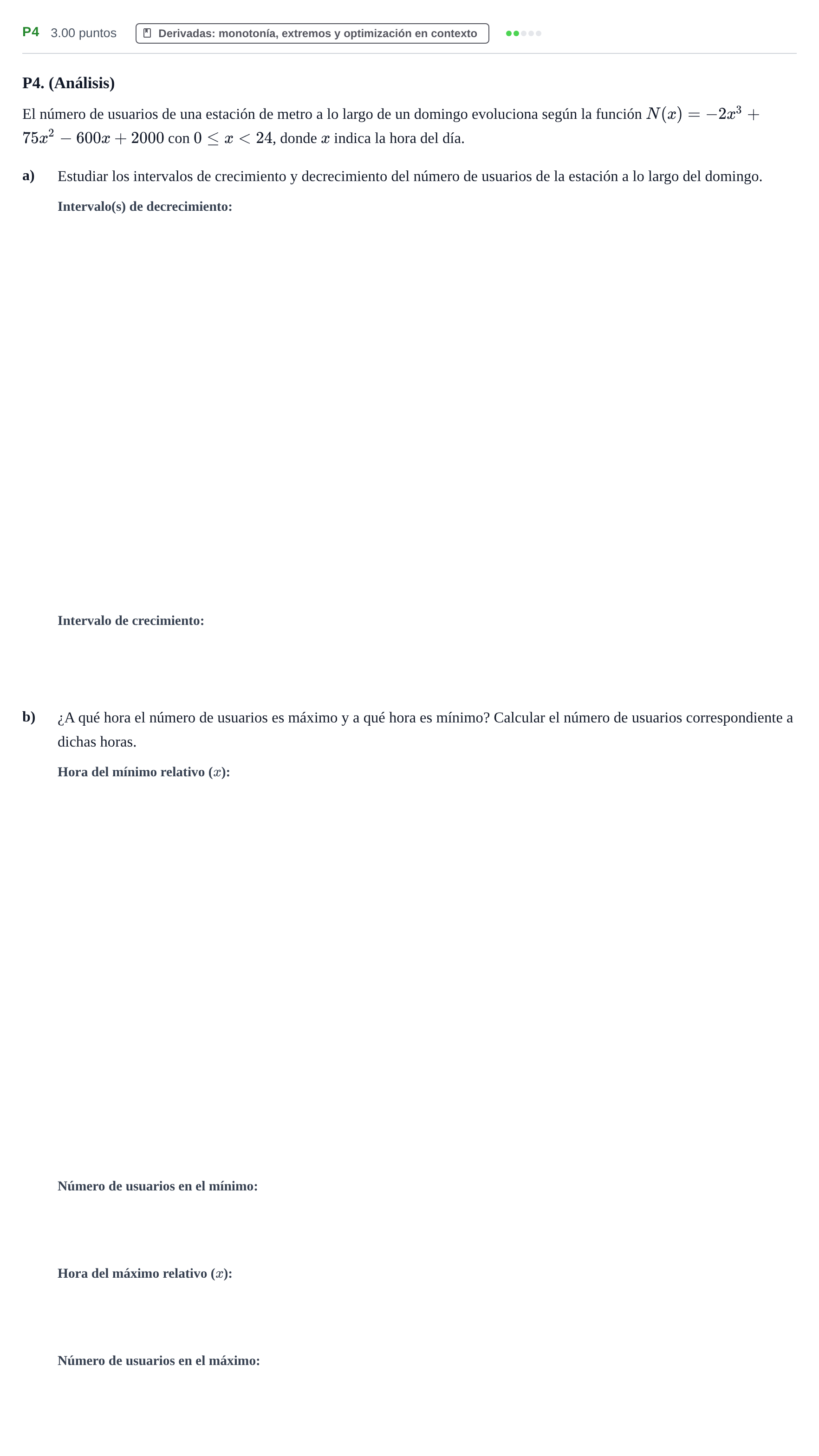 Enunciado: Ejercicio P4 · Matemáticas aplicadas a las Ciencias Sociales II PAU Castilla y León Extraordinaria 2022