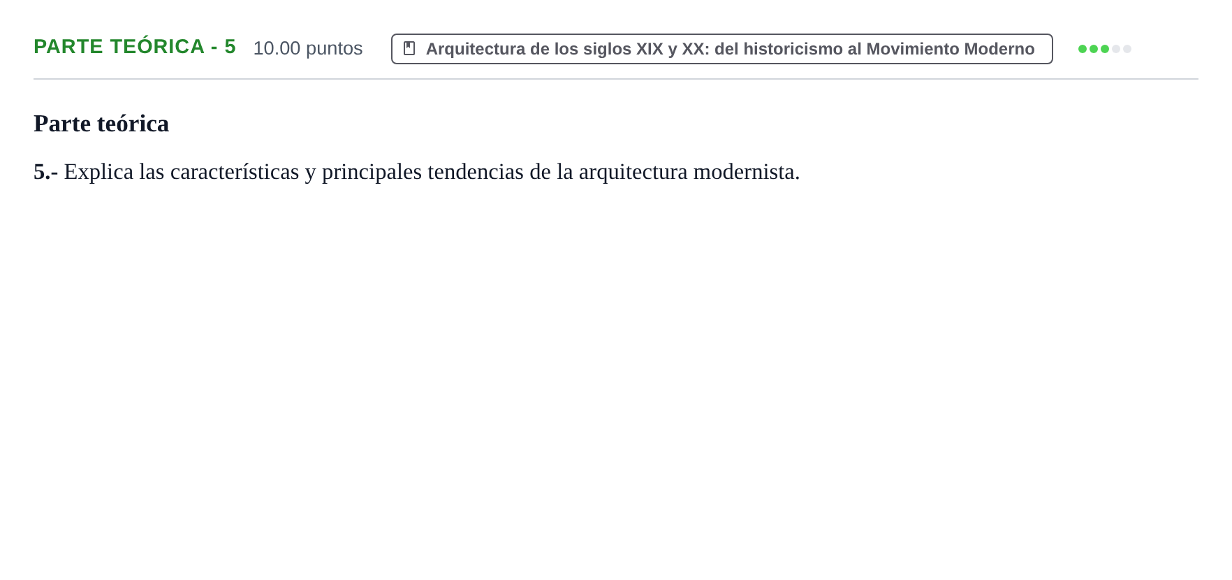 Enunciado: Ejercicio Parte teórica - 5 · Historia del Arte PAU Castilla y León Ordinaria 2022