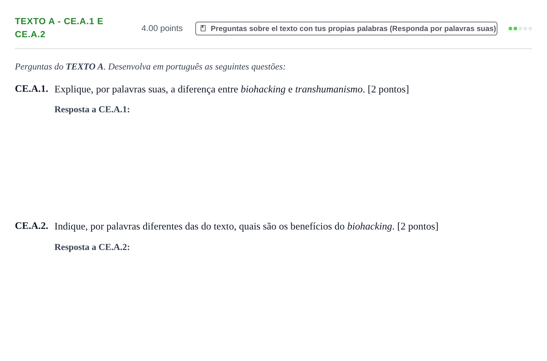 Enunciado: Ejercicio Texto A - CE.A.1 e CE.A.2 · Portugués PAU Castilla y León Ordinaria 2022