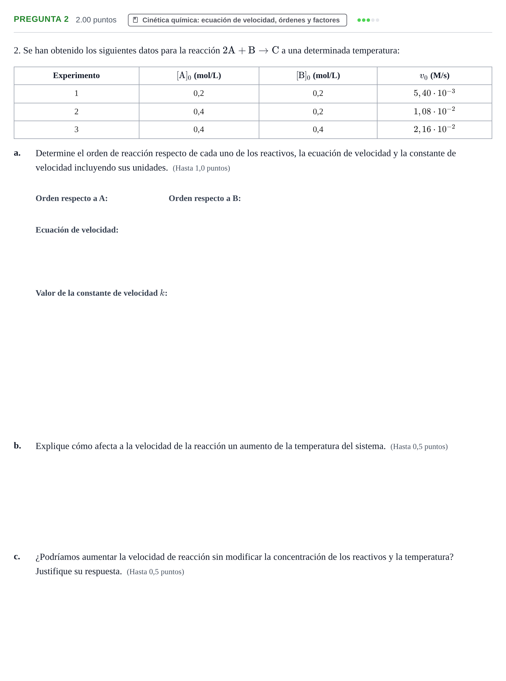 Enunciado: Pregunta 2 · Química PAU Castilla y León Extraordinaria 2022