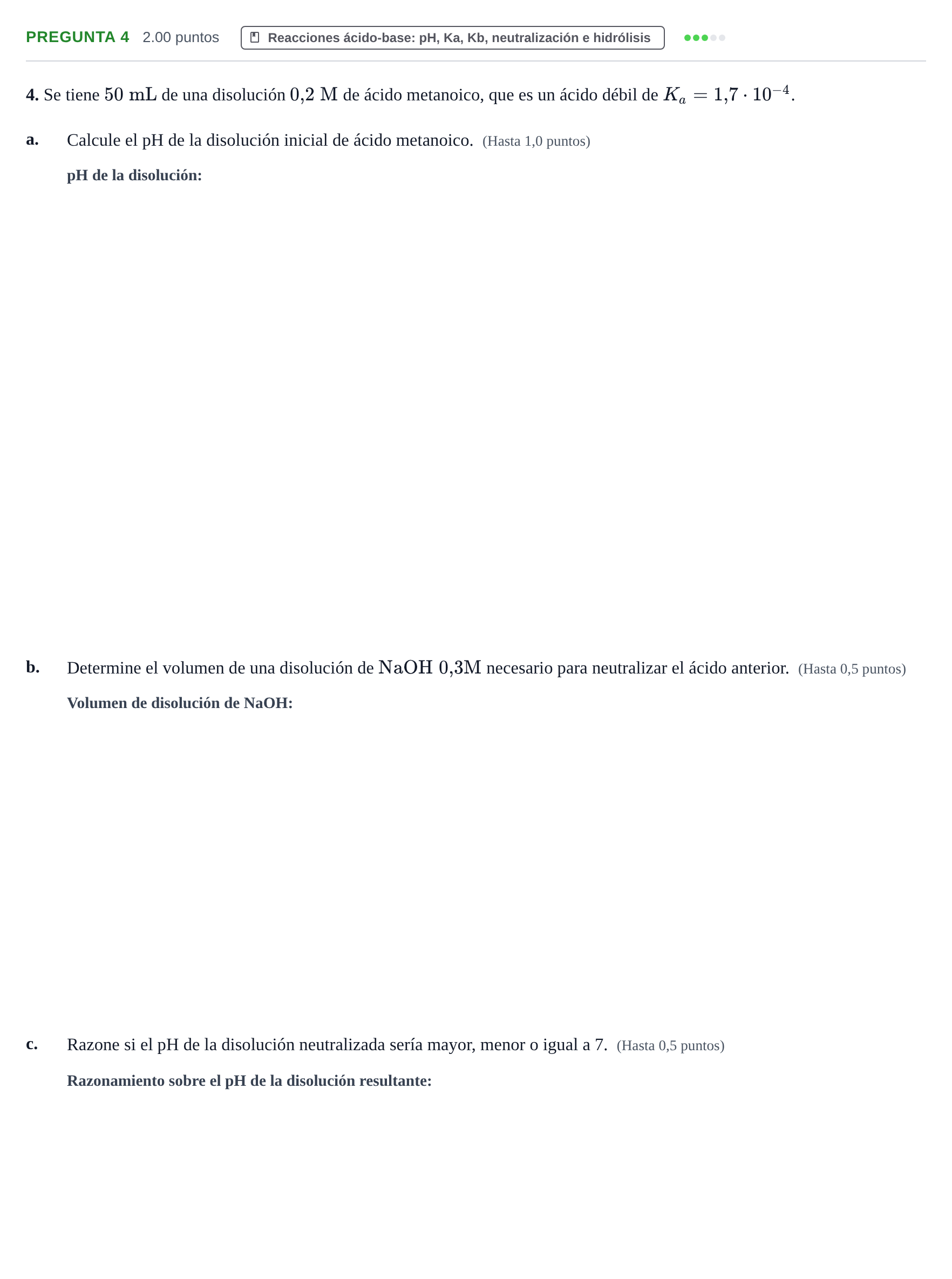 Enunciado: Pregunta 4 · Química PAU Castilla y León Extraordinaria 2022