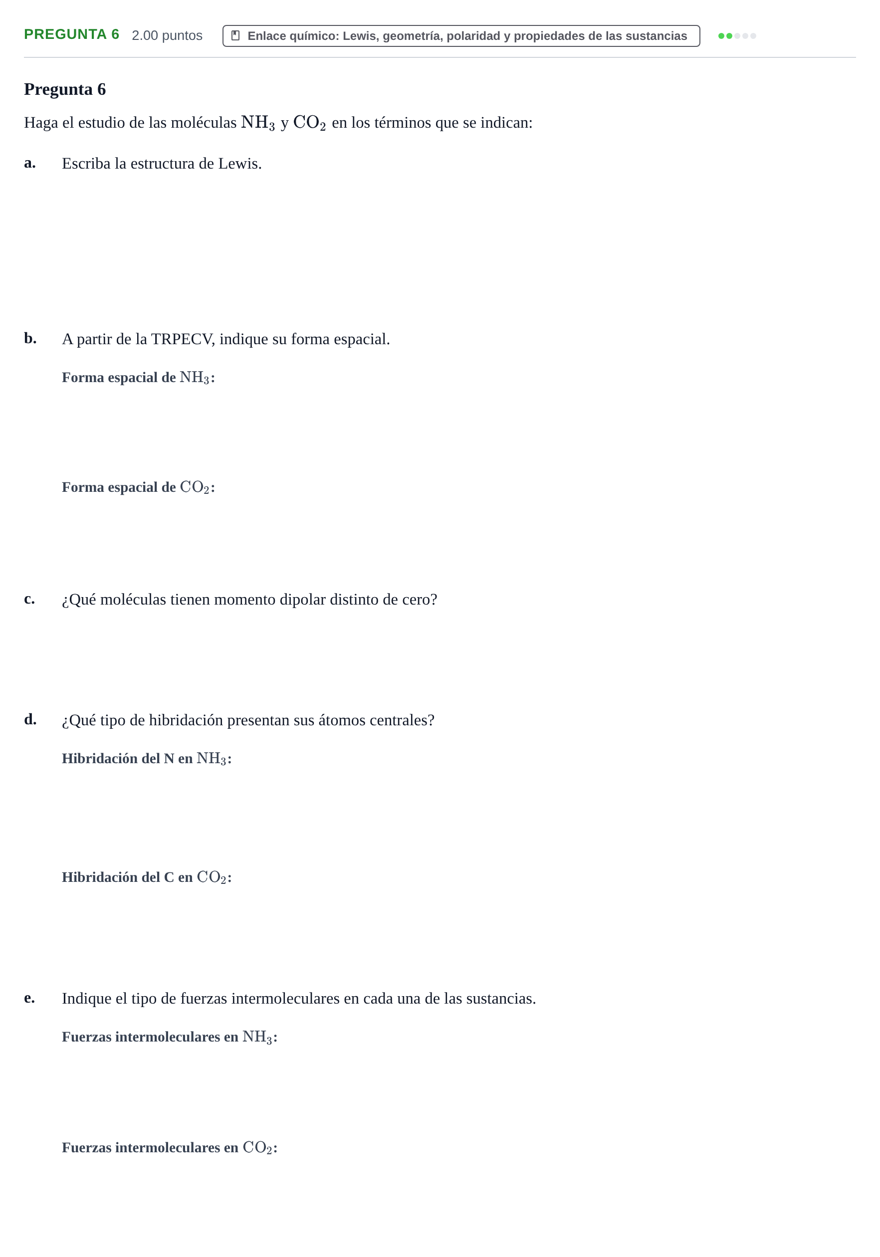 Enunciado: Pregunta 6 · Química PAU Castilla y León Extraordinaria 2022