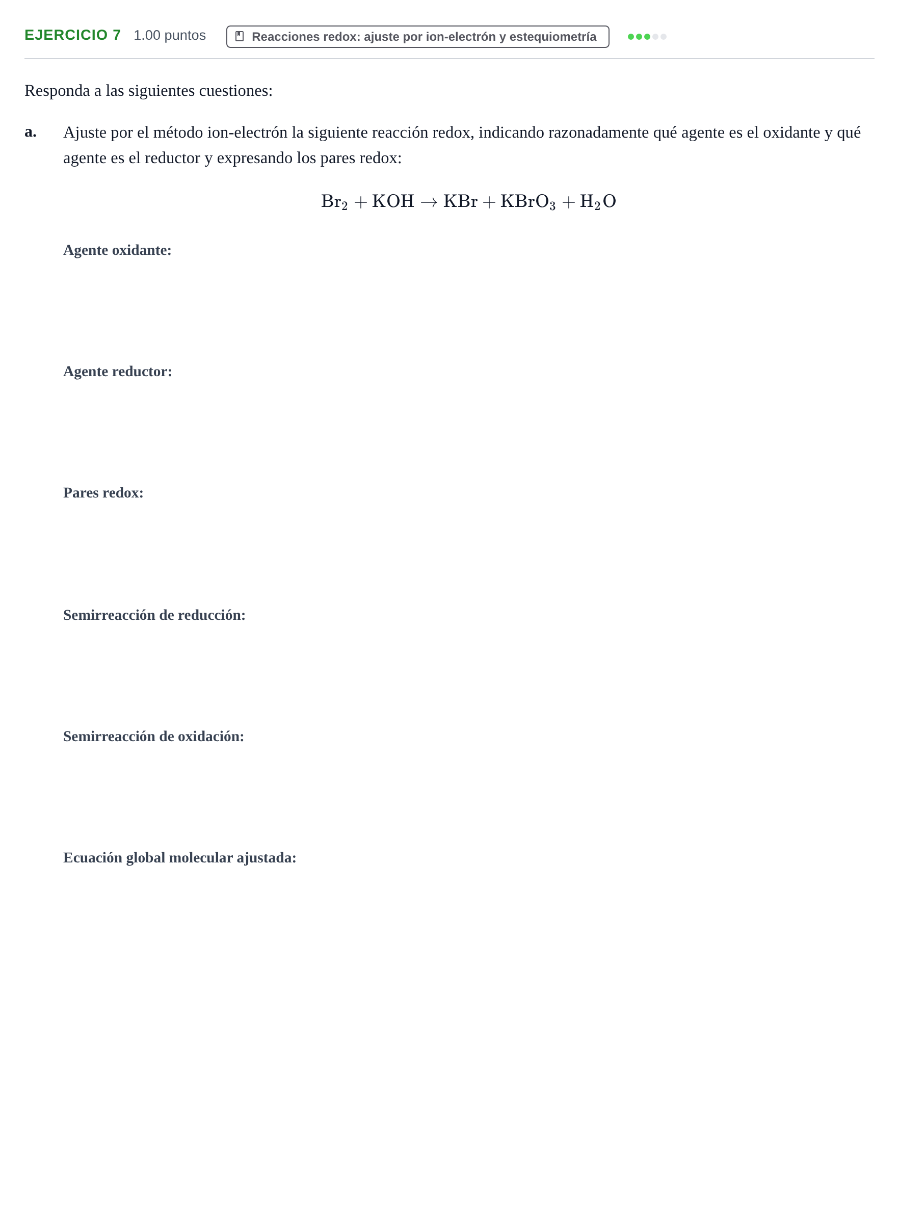 Enunciado: Ejercicio 7 - Reacciones redox · Química PAU Castilla y León Extraordinaria 2022