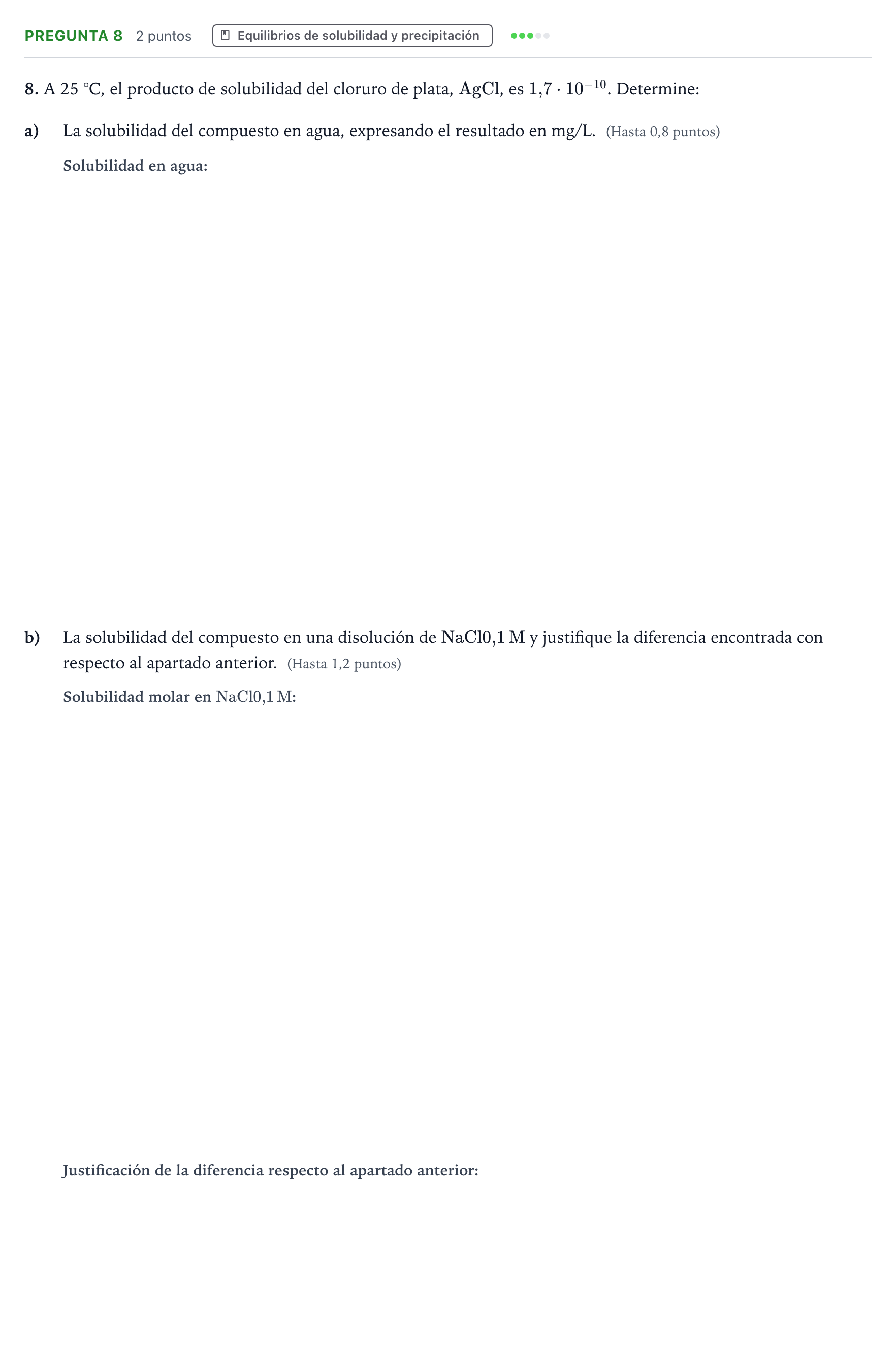 Enunciado: Pregunta 8 · Química PAU Castilla y León Extraordinaria 2022