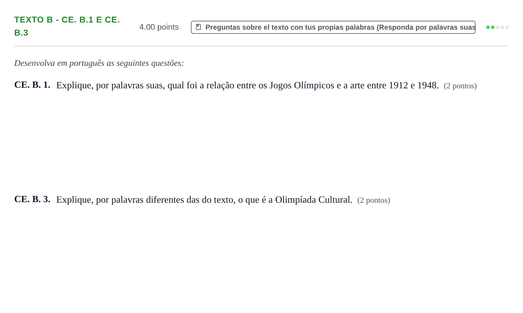 Enunciado: Ejercicio Texto B - CE. B.1 e CE. B.3 · Portugués PAU Castilla y León Extraordinaria (Fase Mejora de Nota) 2022