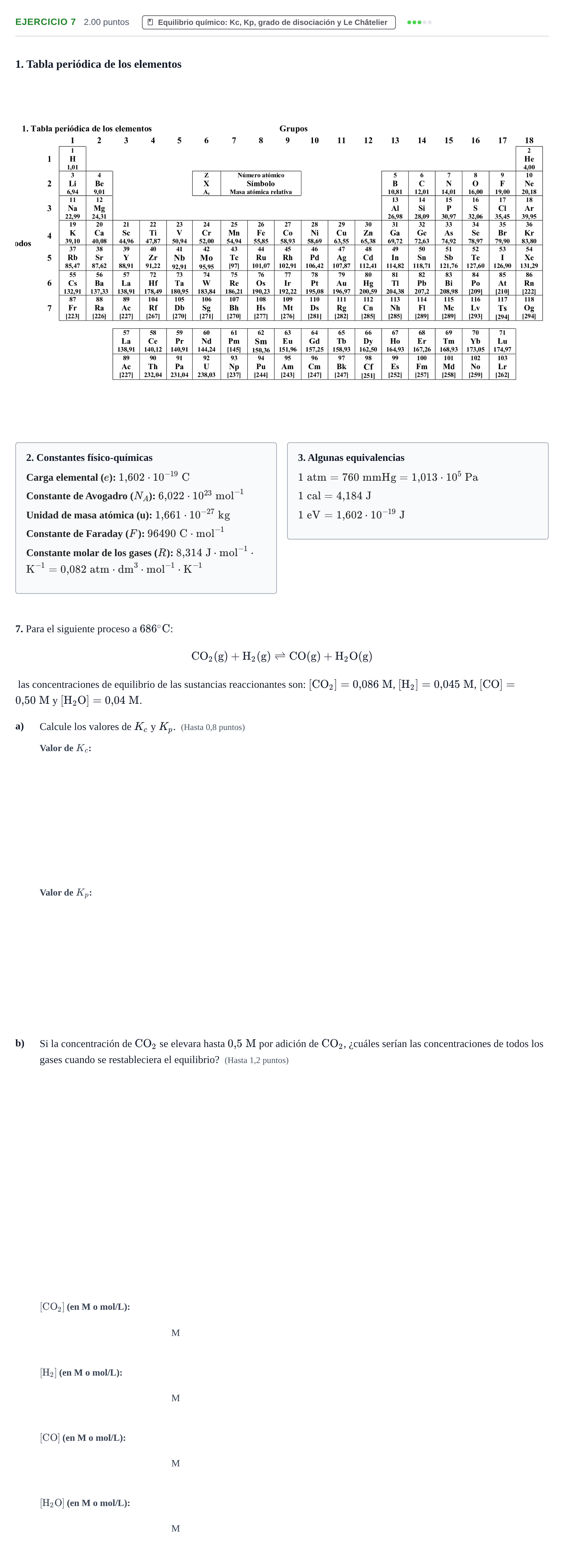 Enunciado: Problema 7 · Química PAU Castilla y León Ordinaria 2022