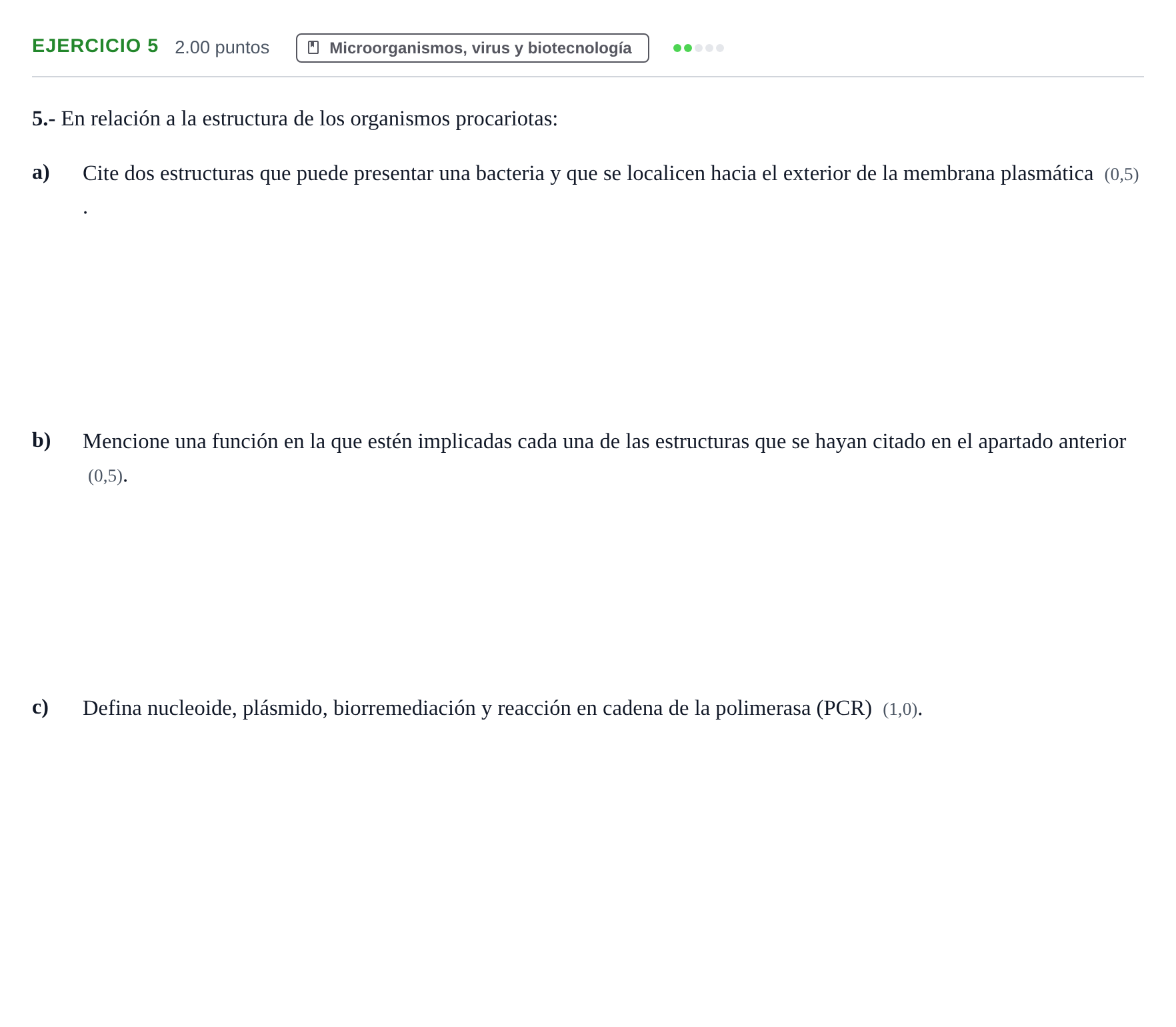 Enunciado: Problema 5 · Biología PAU Castilla y León Ordinaria 2021