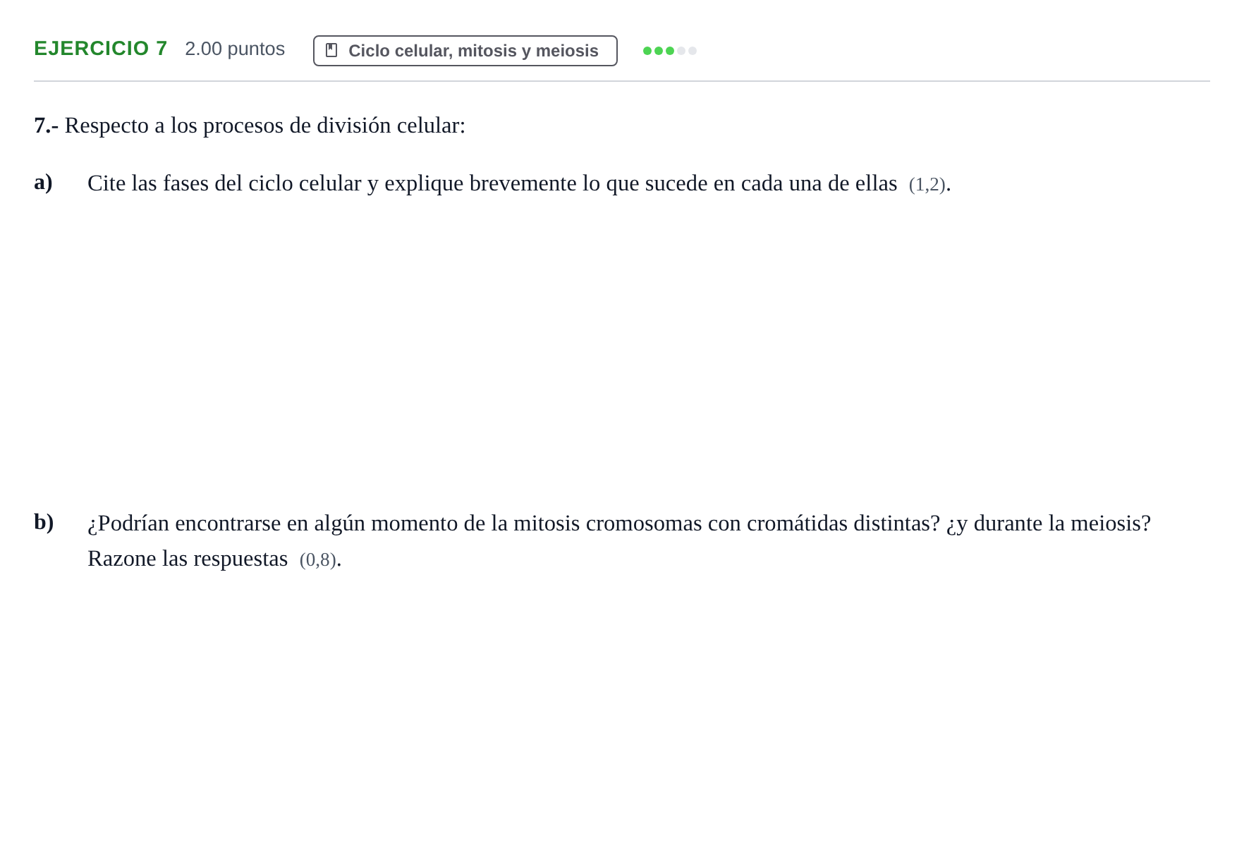 Enunciado: Problema 7 · Biología PAU Castilla y León Ordinaria 2021