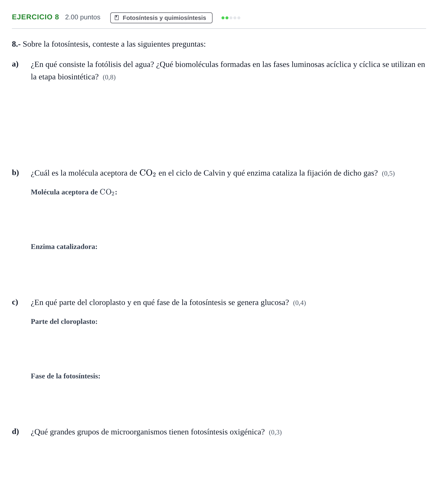 Enunciado: Problema 8 · Biología PAU Castilla y León Ordinaria 2021